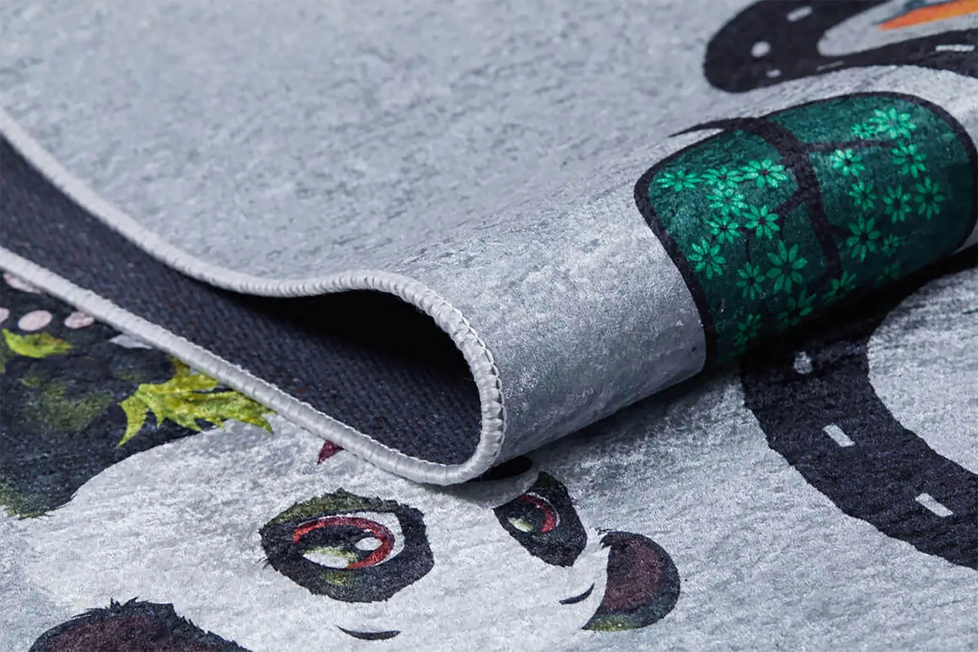 Hayvanlı Yol Haritası Gri Çocuk Halısı-Pera Halı