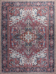 Vintage-Teppich mit Medaillonmuster in Fuchsia und Rot