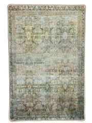Olivgrüner und dunkelmoosfarbener Vintage-Teppich