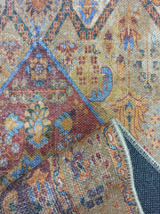 Turuncu ve Mavi Medalyonlu Vintage Yolluk