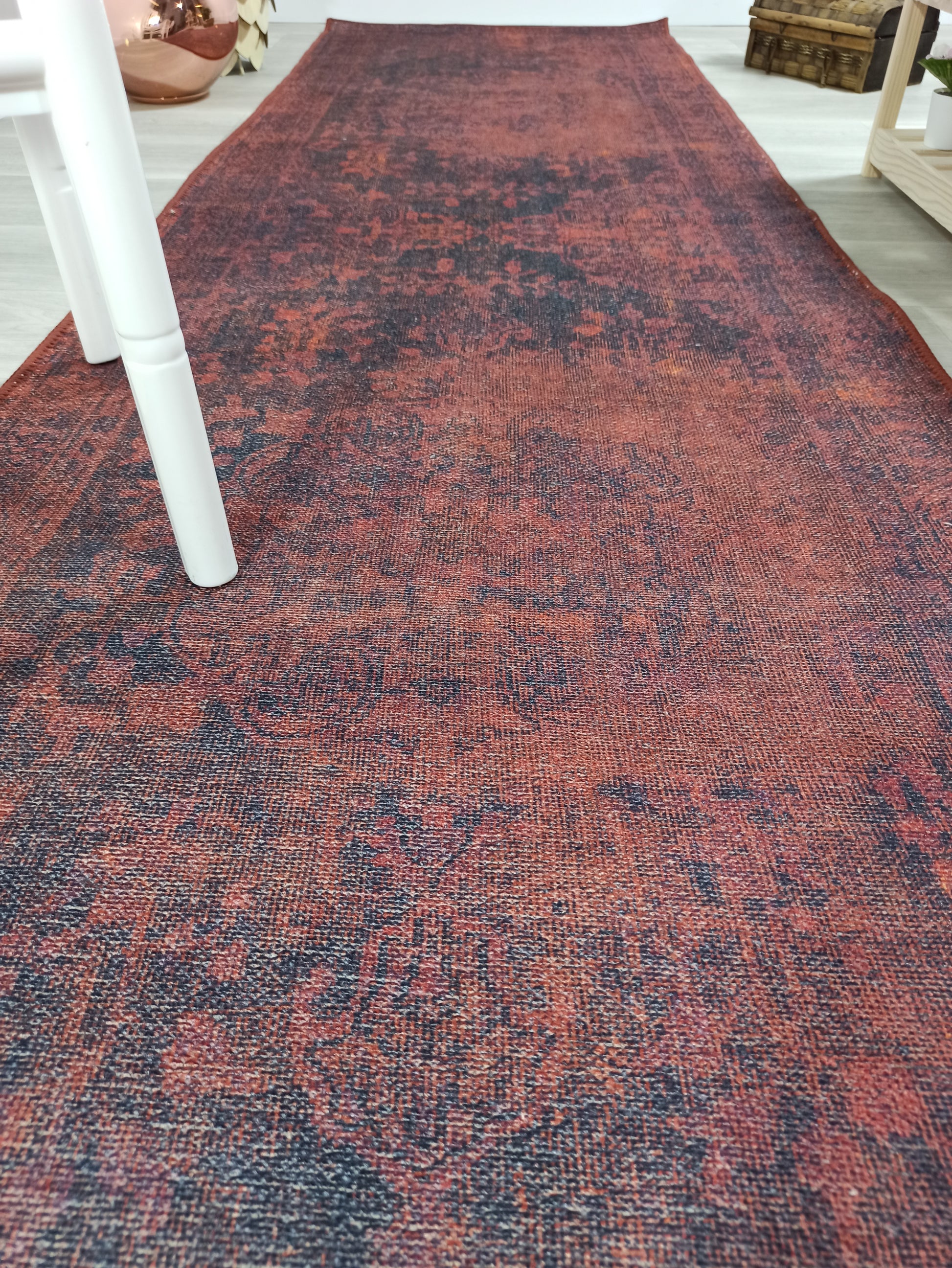 Bordo ve Koyu Lacivert Gölgeli Vintage Yolluk