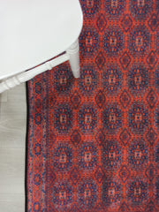 Mavi ve Bordo Medalyonlu Vintage Yolluk