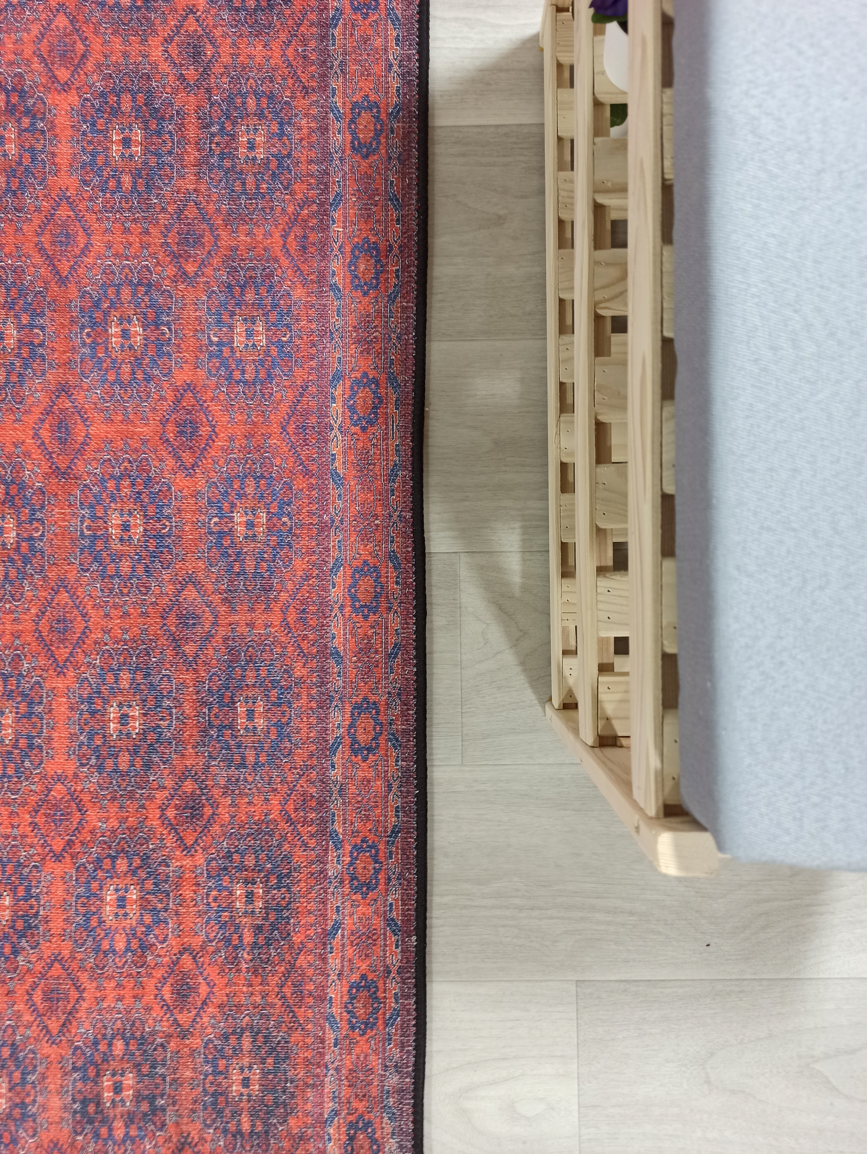 Mavi ve Bordo Medalyonlu Vintage Yolluk