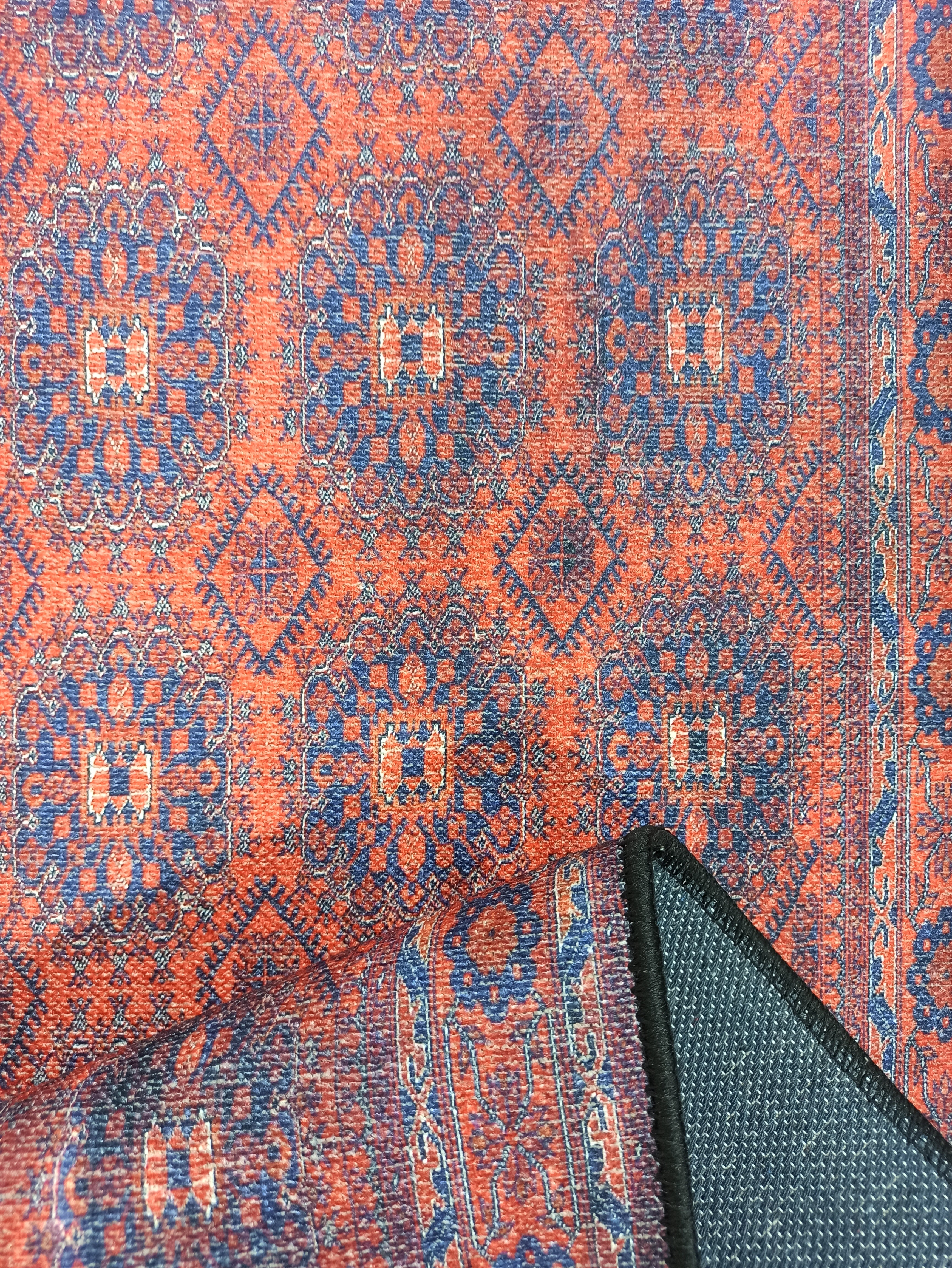 Mavi ve Bordo Medalyonlu Vintage Yolluk