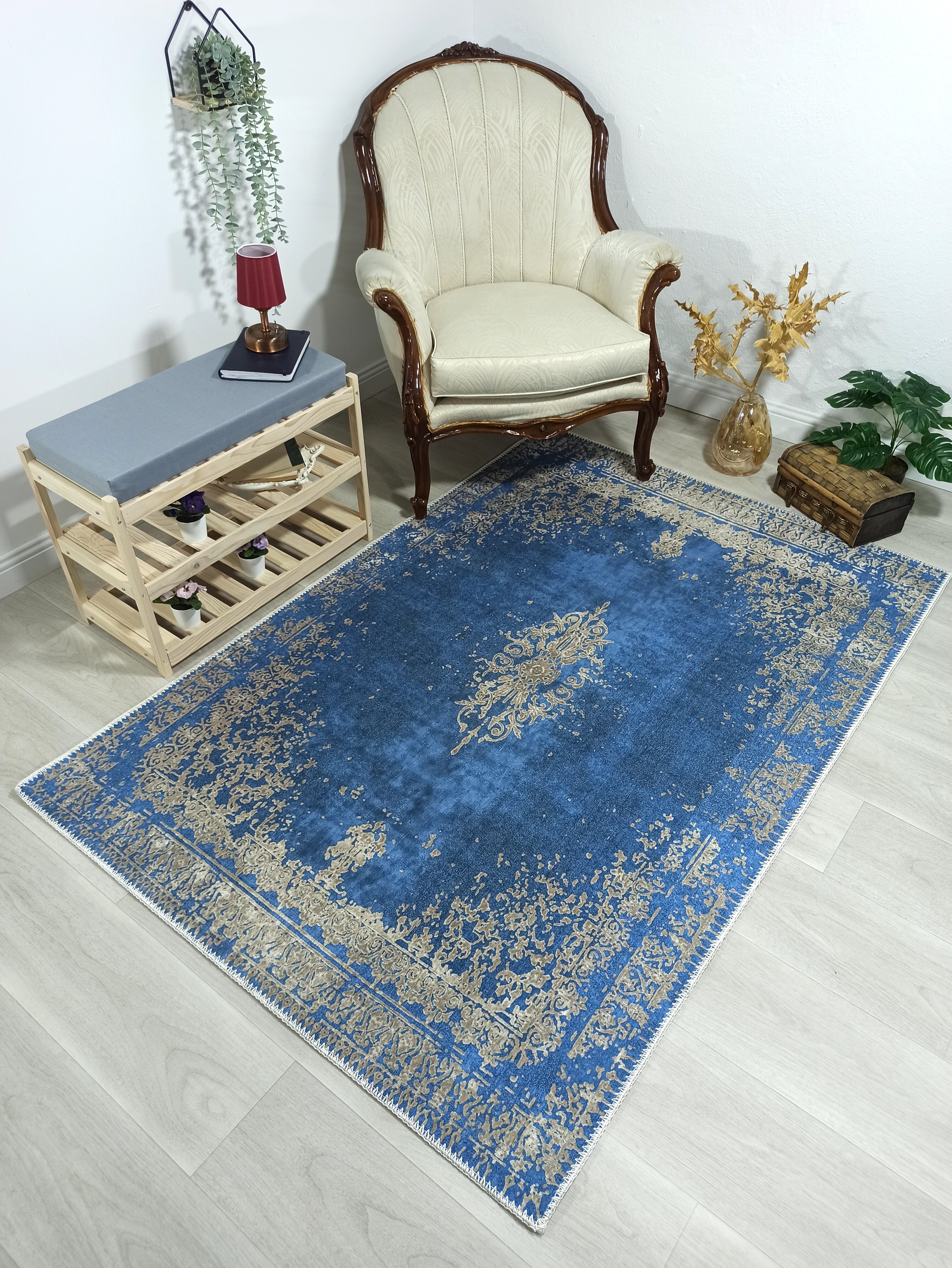 Açık Mavi Lacivert Vintage Halı - Pera Halı