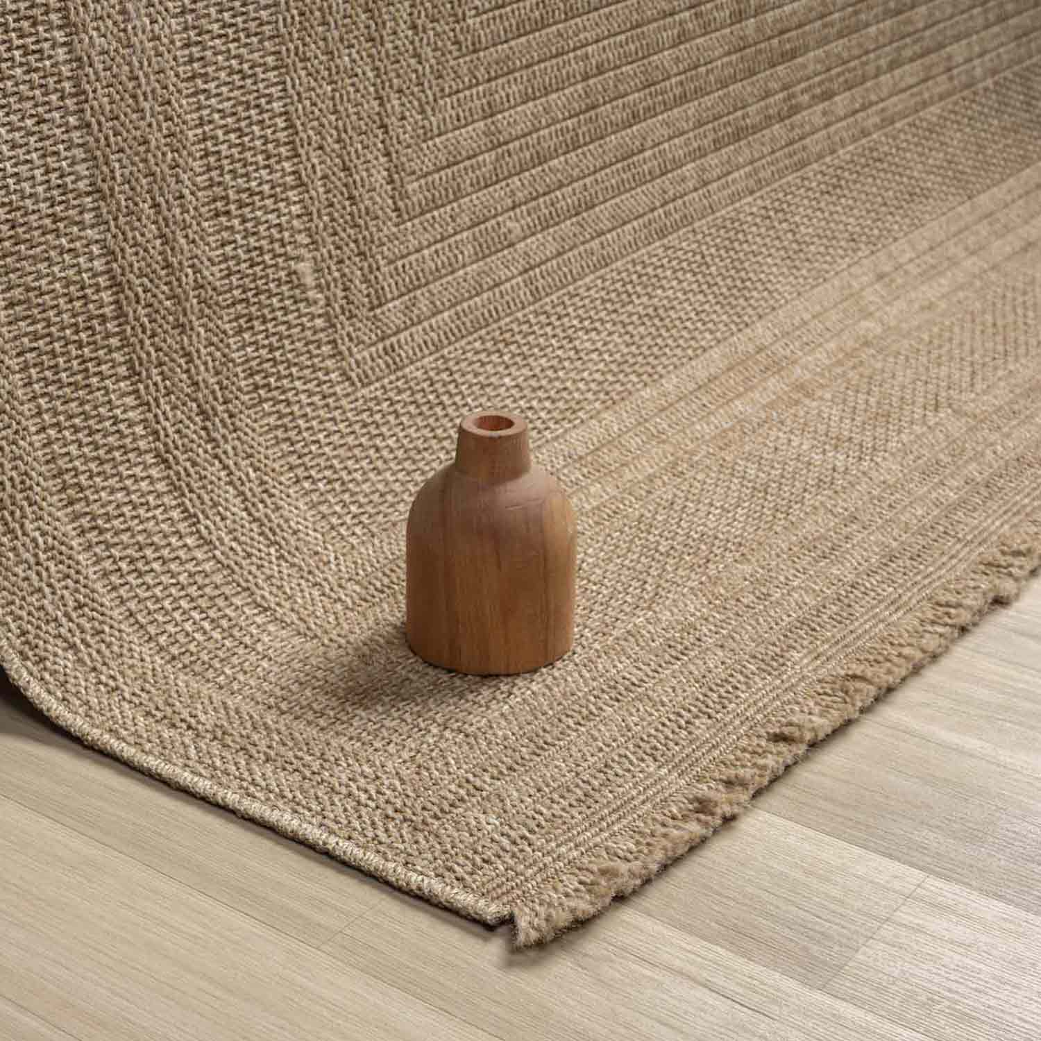 Bej Dikdörtgen Desenli Modern Halı