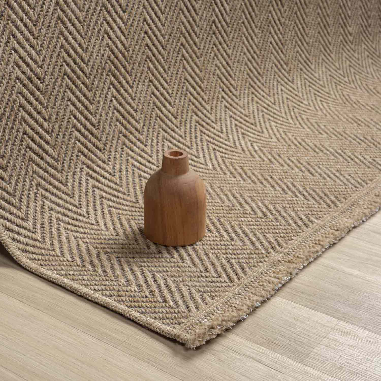 Kahve Bej Kılçık Desenli Modern Jüt Halı