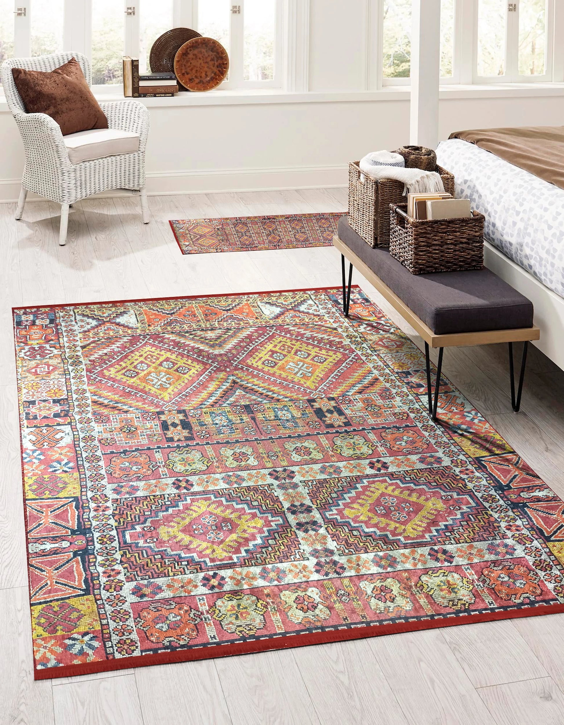 İran Doğal Fildişi Renkli Geometrik Halı-Pera Halı