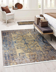 İran Kahverengi Sarı Vintage Yazlık Halı-Pera Halı