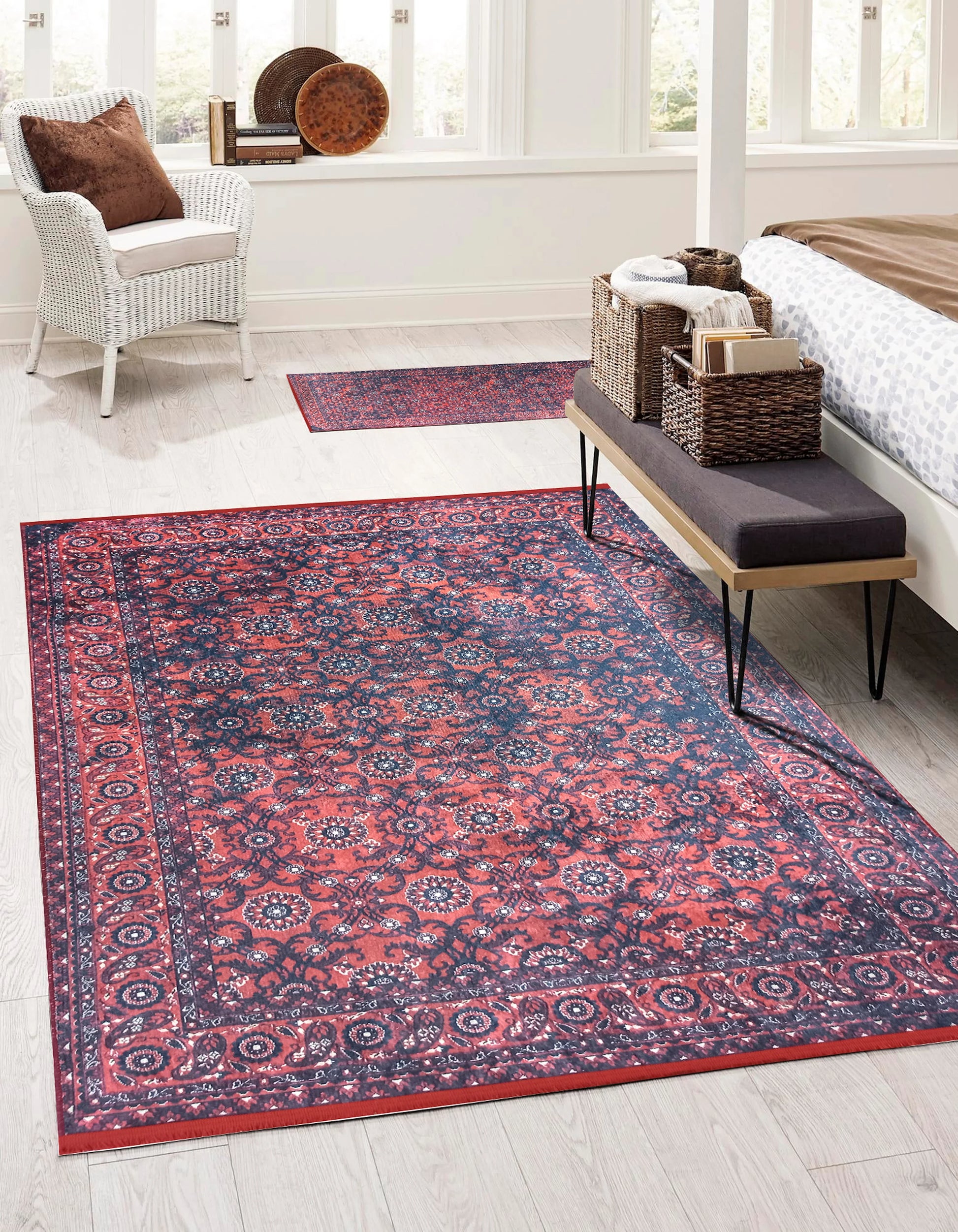 İran Kırmızı Uşak Vintage Tarzı Koridor Halısı