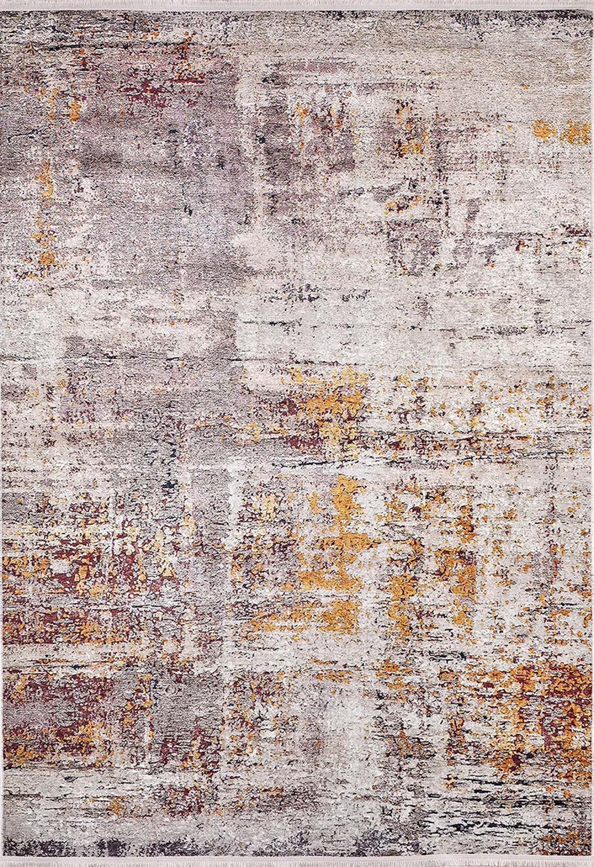 Abstract Desenli Fildişi Bej Altın Kahverengi Halı - Pera Halı