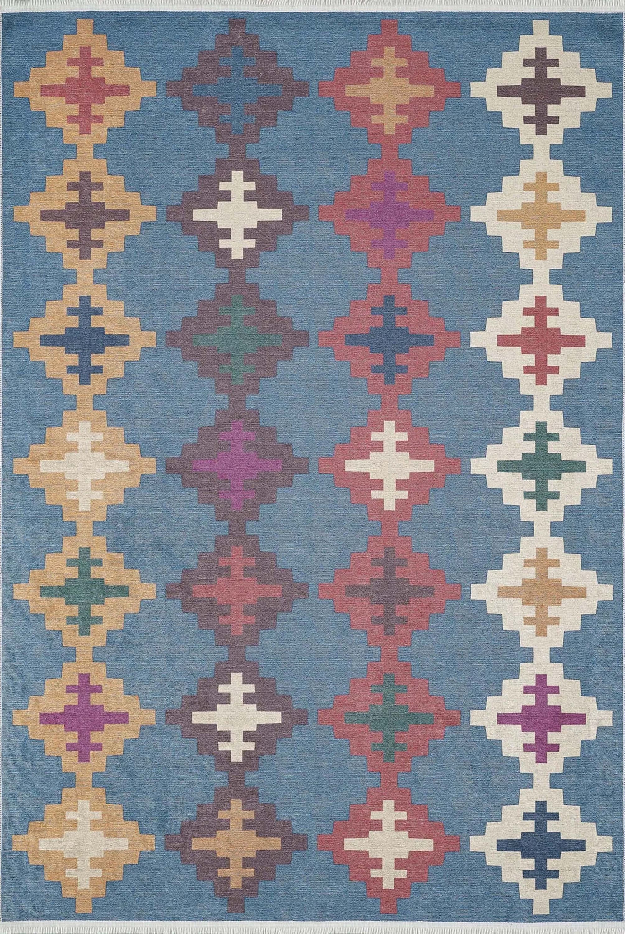 Bej Mavi Kilim Halı - Pera Halı