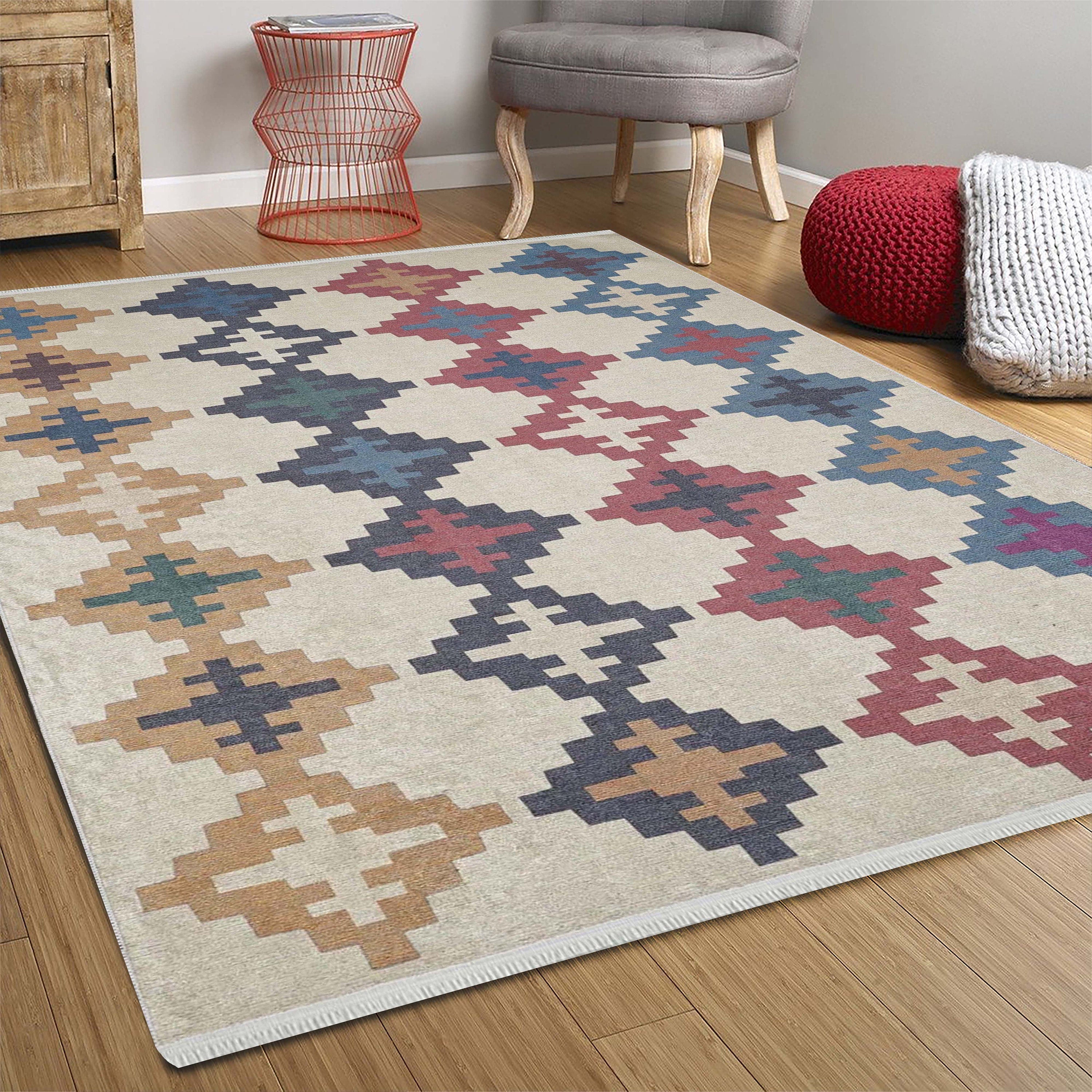 Bej Mavi Kilim Halı - Pera Halı