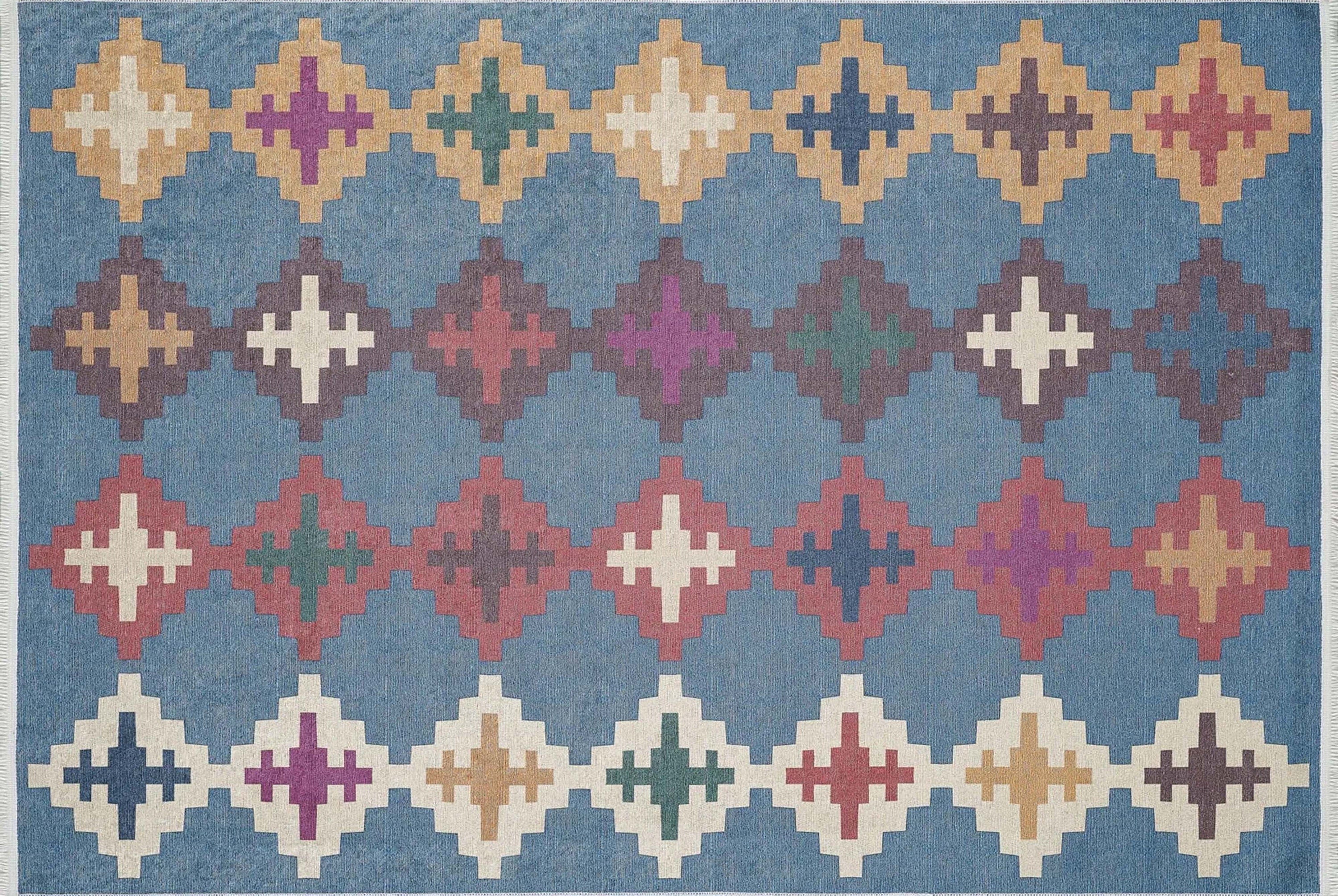 Bej Mavi Kilim Halı - Pera Halı