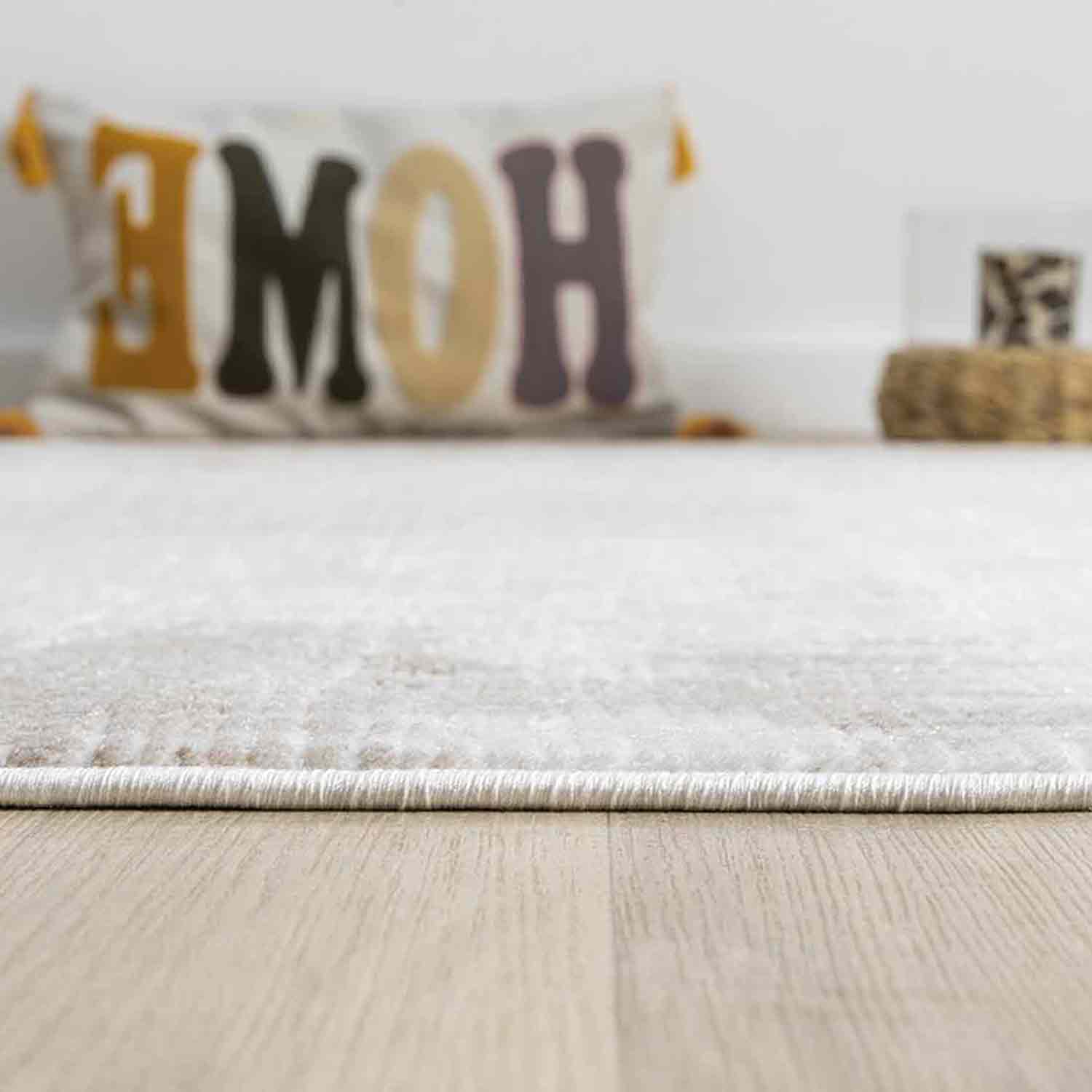 Kahve Bej Eskitme Bordürlü Soyut Modern Halı-Pera Halı