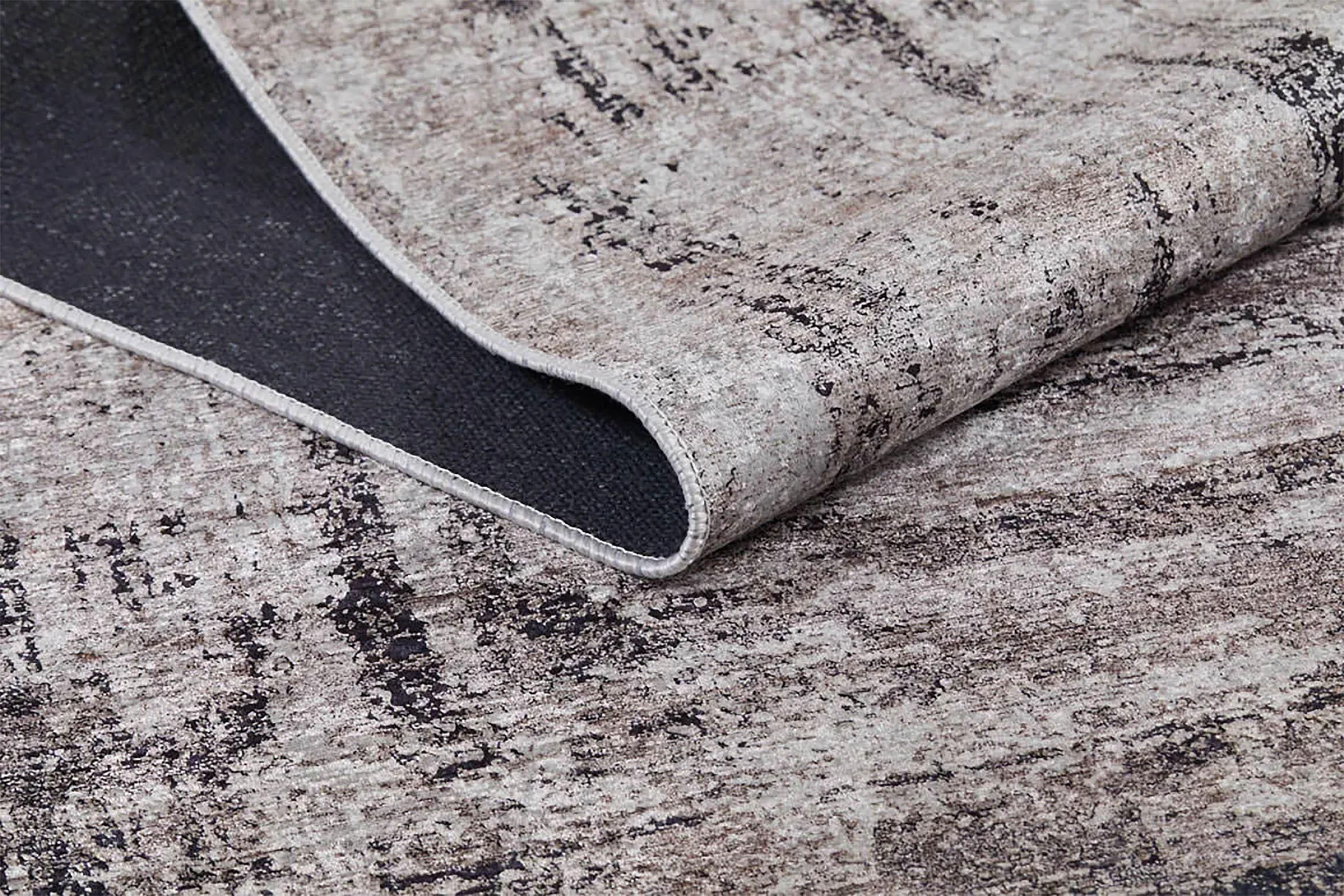 Kahve Bej Eskitme Dikdörtgen Desen Halı-Pera Halı