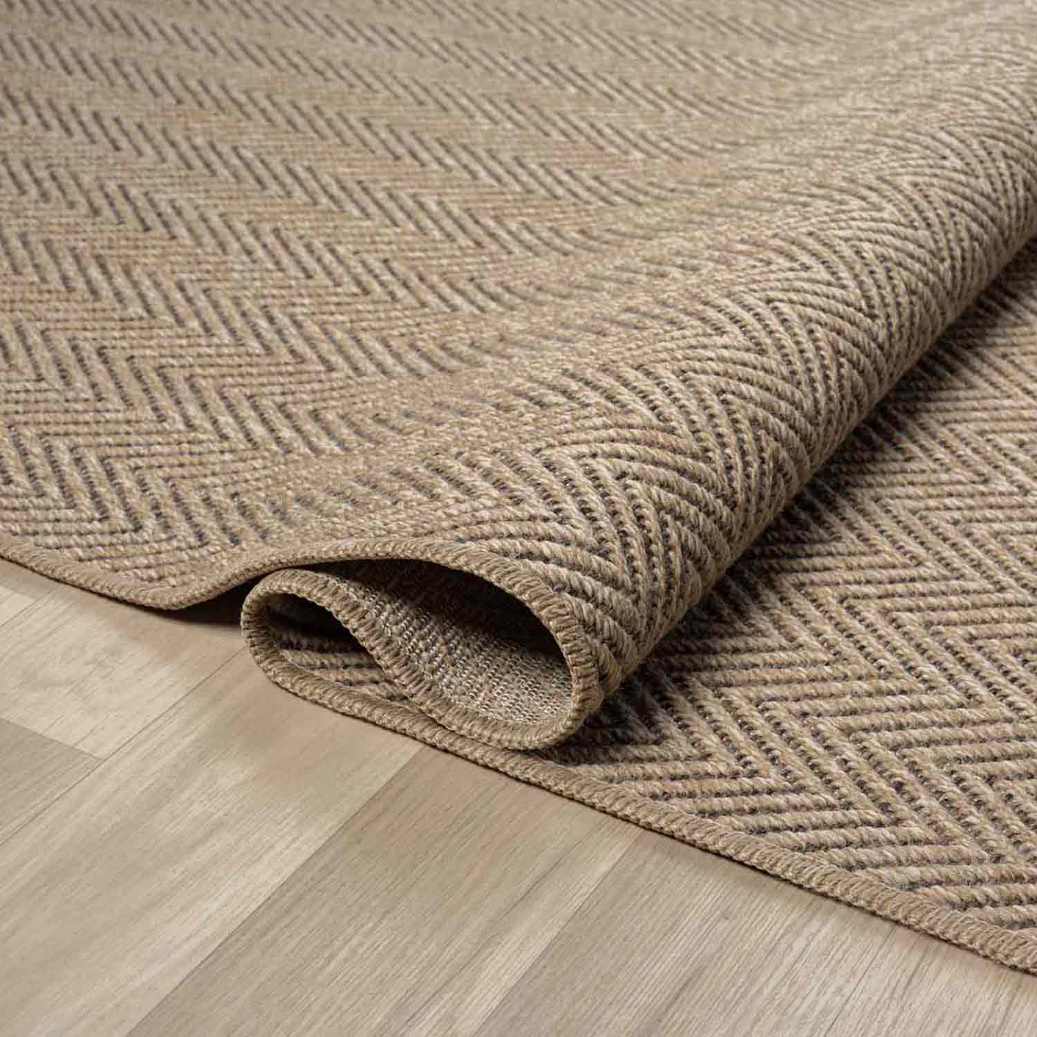 Kahve Bej Kılçık Desenli Modern Jüt Halı-Pera Halı