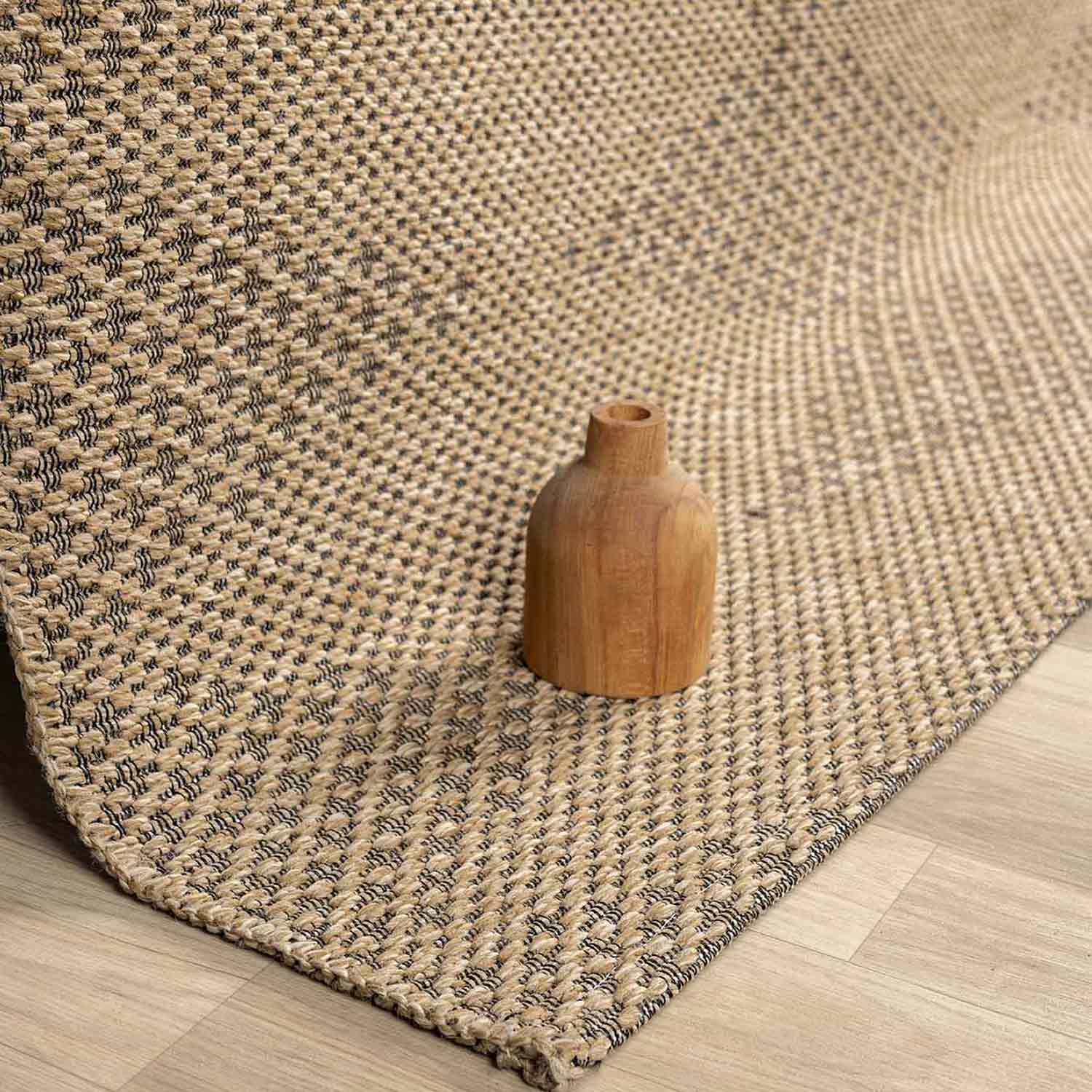 Kahve Bej Siyah Melanj Baklava Desenli Modern Halı-Pera Halı