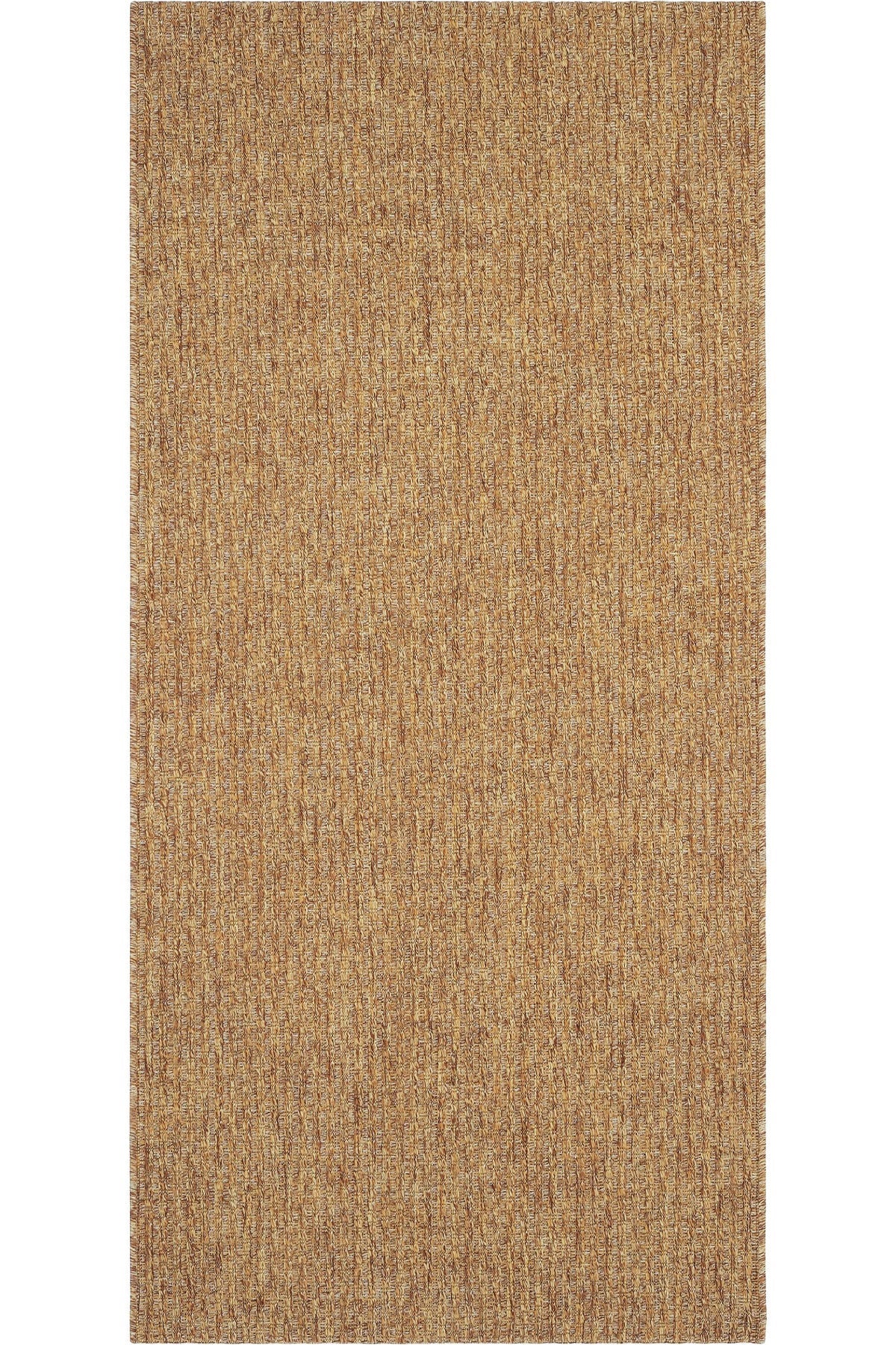 Kahve Toprak Tonlarında Hasır Dokulu Modern Halı-Pera Halı