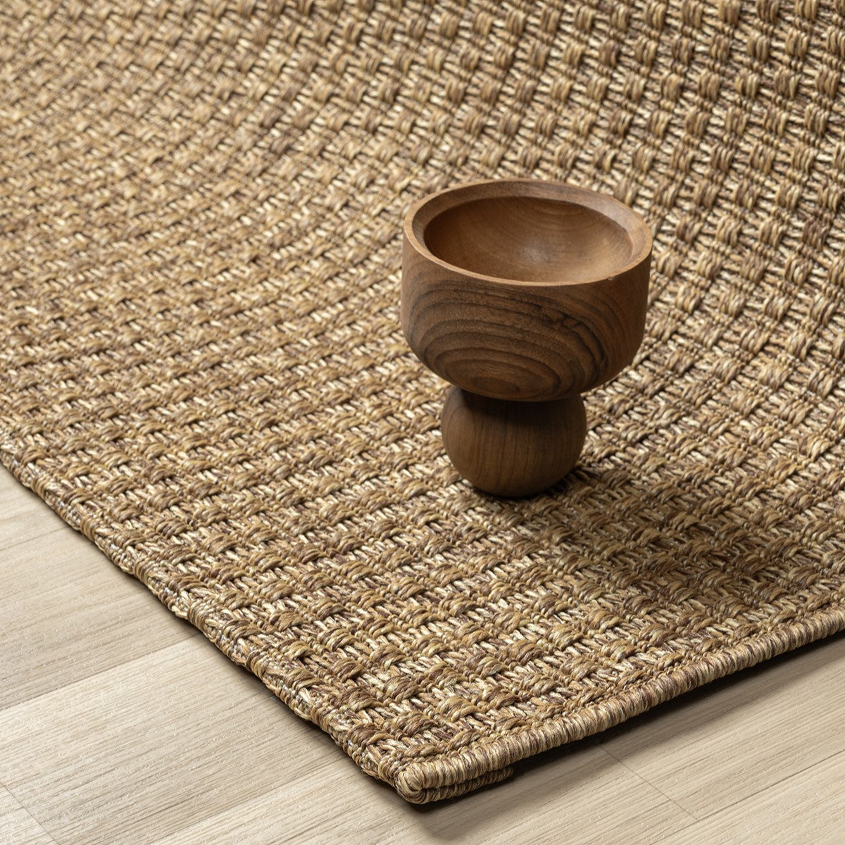 Kahve Toprak Tonlarında Hasır Dokulu Modern Halı-Pera Halı