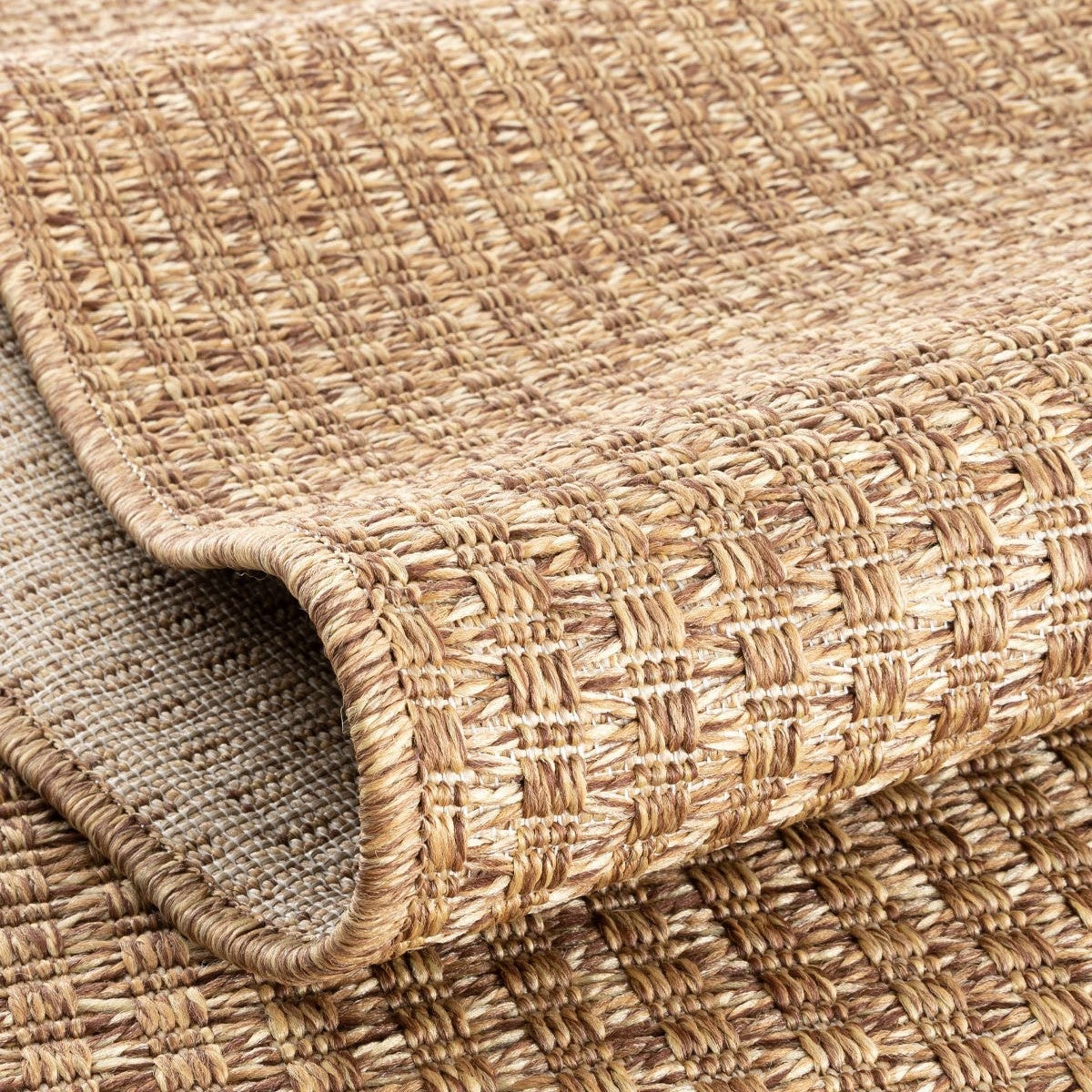 Kahve Toprak Tonlarında Hasır Dokulu Modern Halı-Pera Halı