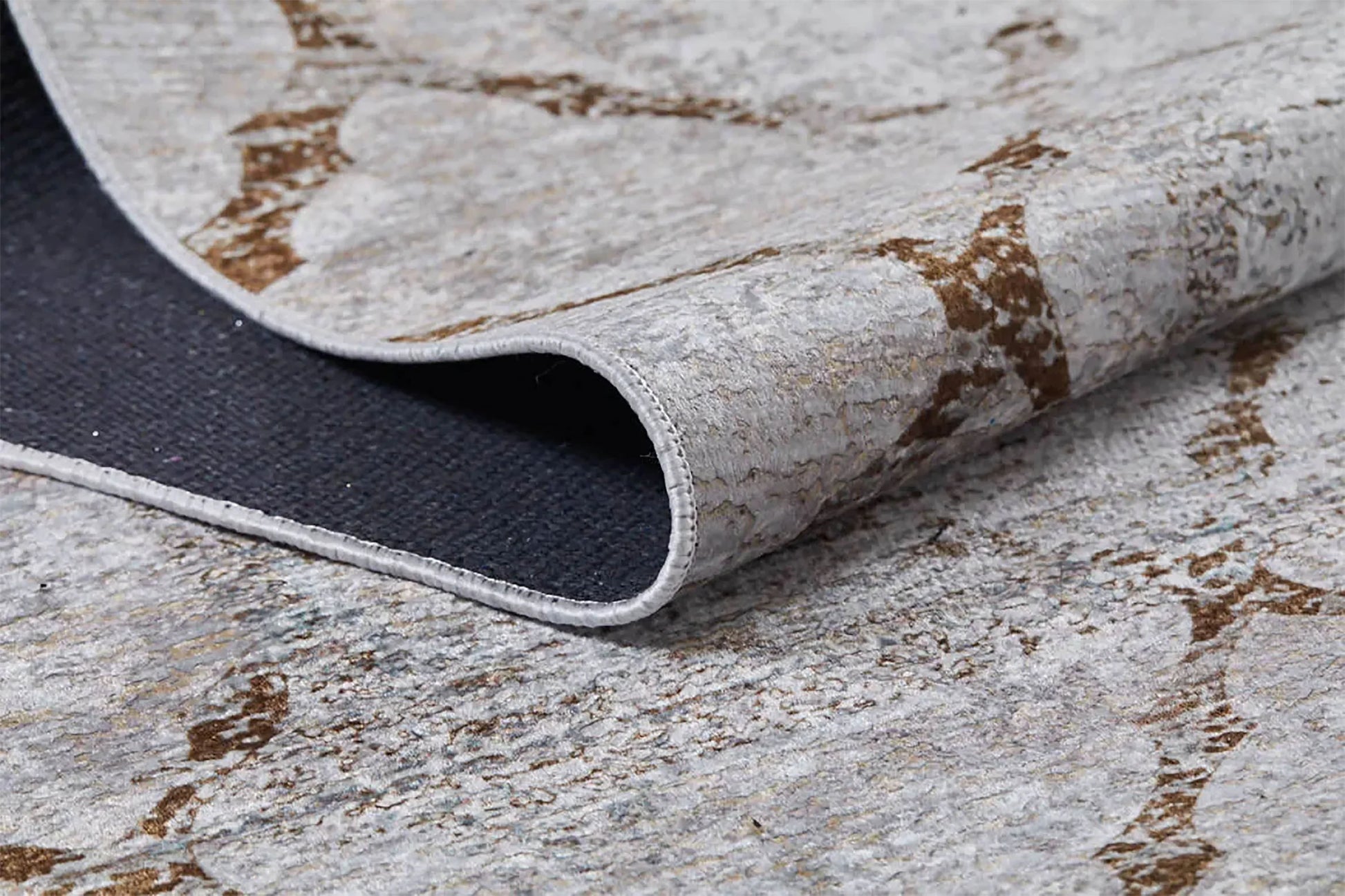 Kahverengi Bej Geometrik Antik Art Deco Halı-Pera Halı