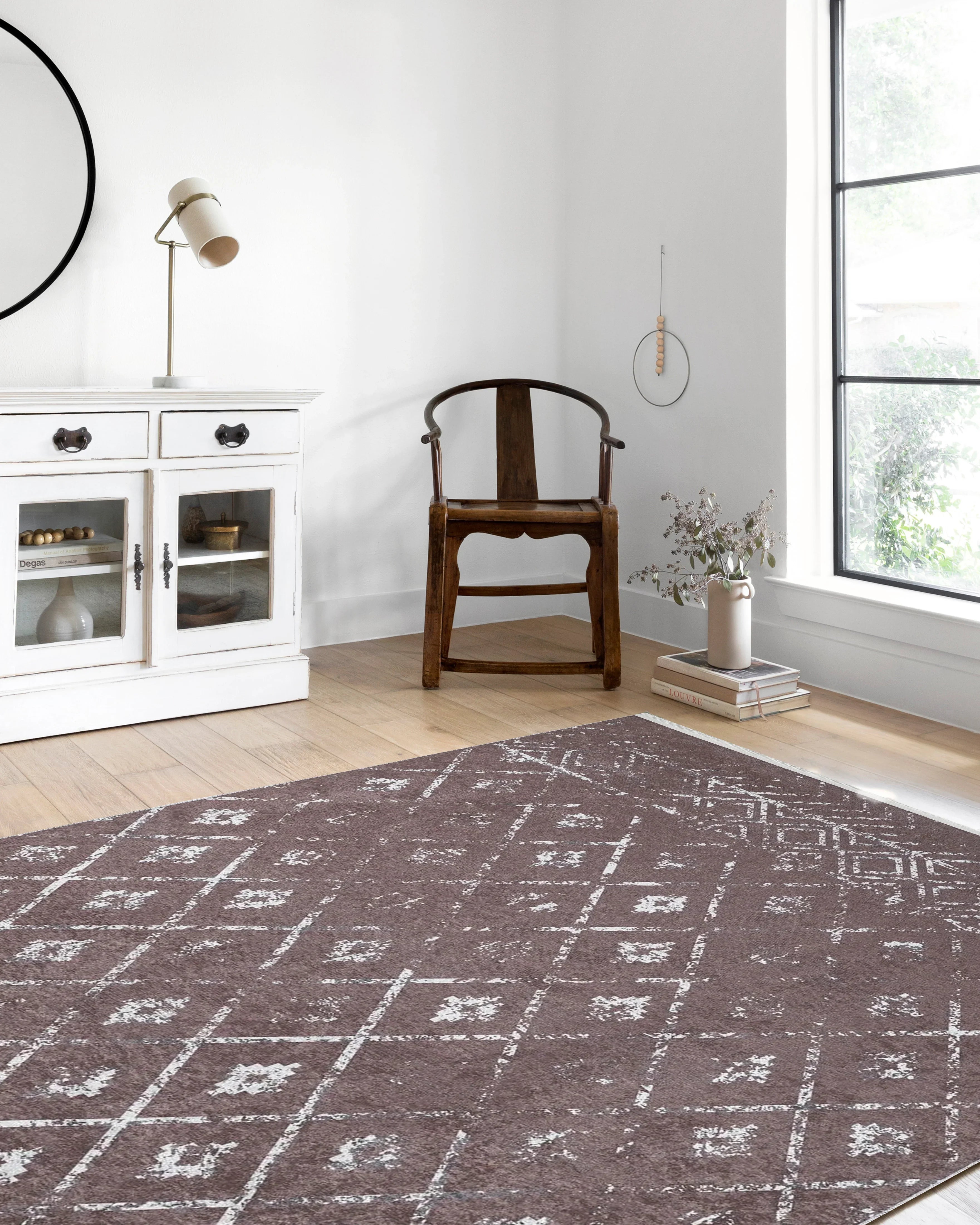 Kahverengi Geometrik Antika Benzersiz Vintage Halı-Pera Halı