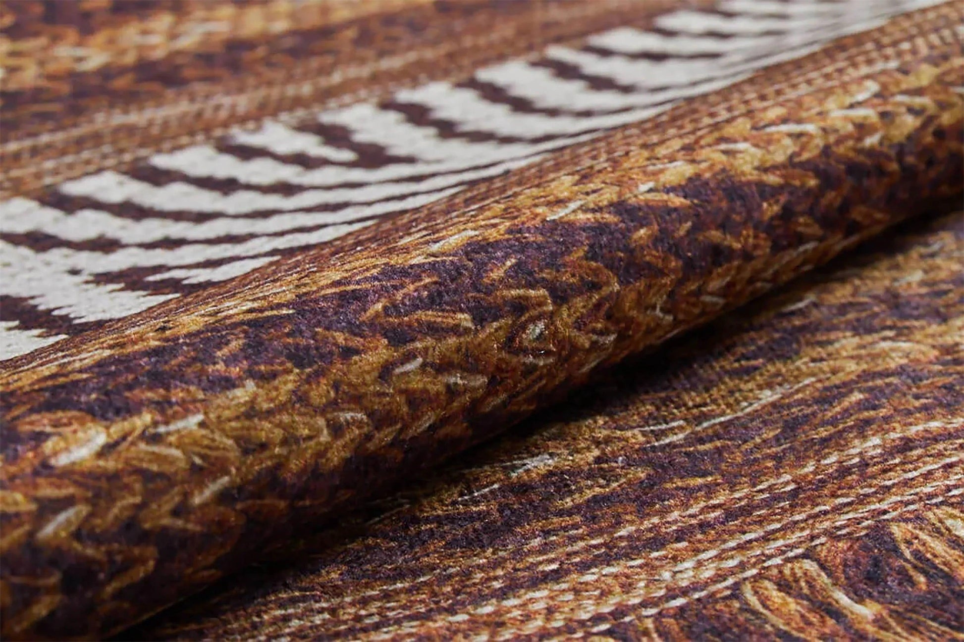 Kahverengi Rustik Etnik Bohem Geometrik Desenli Dokuma Halı-Pera Halı