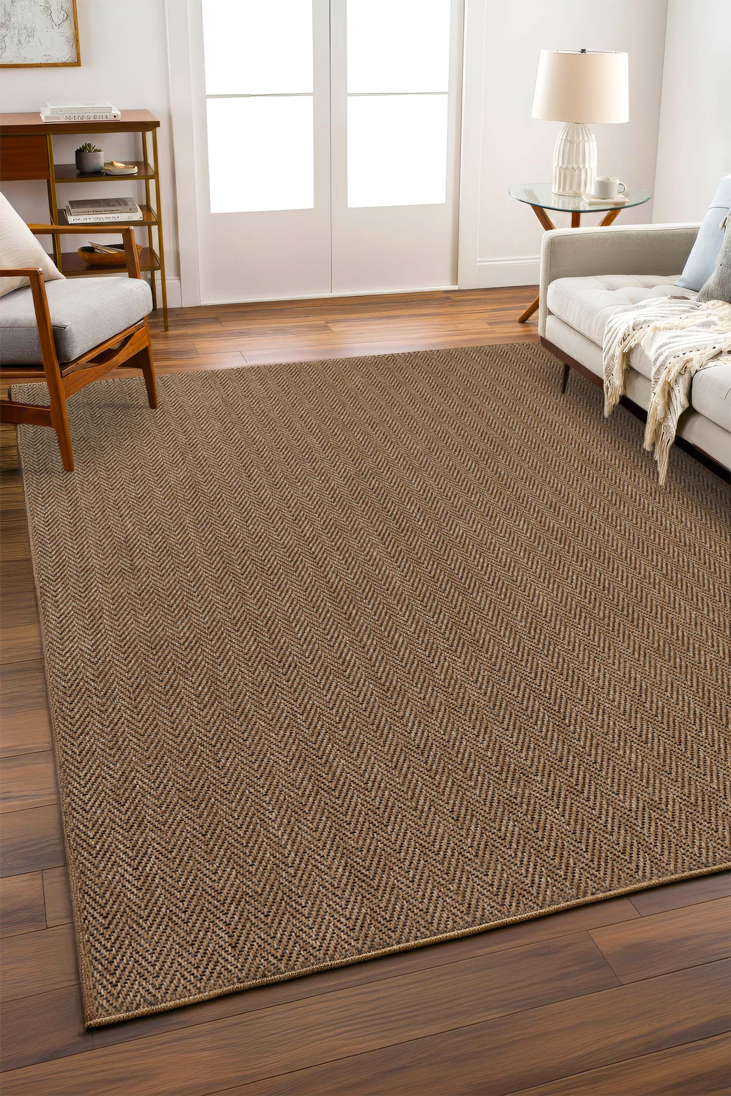 Kahve ve Siyah Balıksırtı Sisal Halı