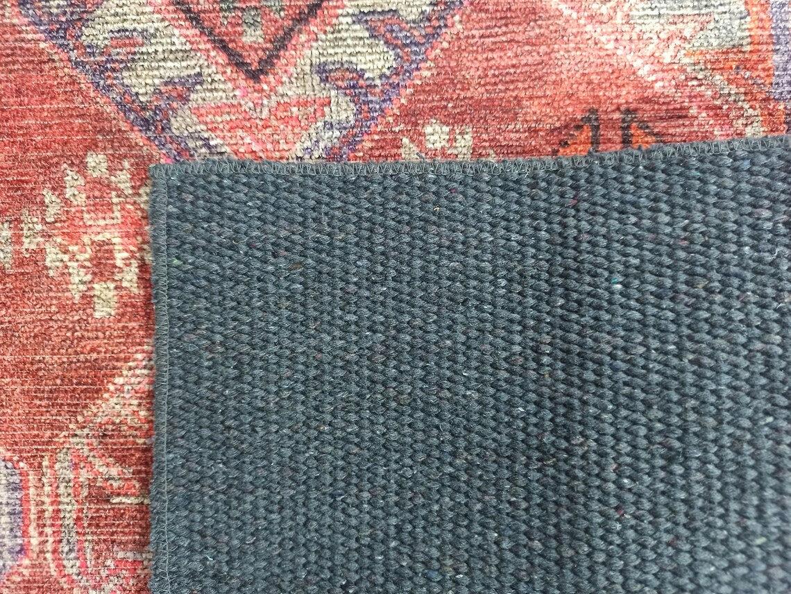 Grauer Vintage-Teppich mit geometrischem Muster