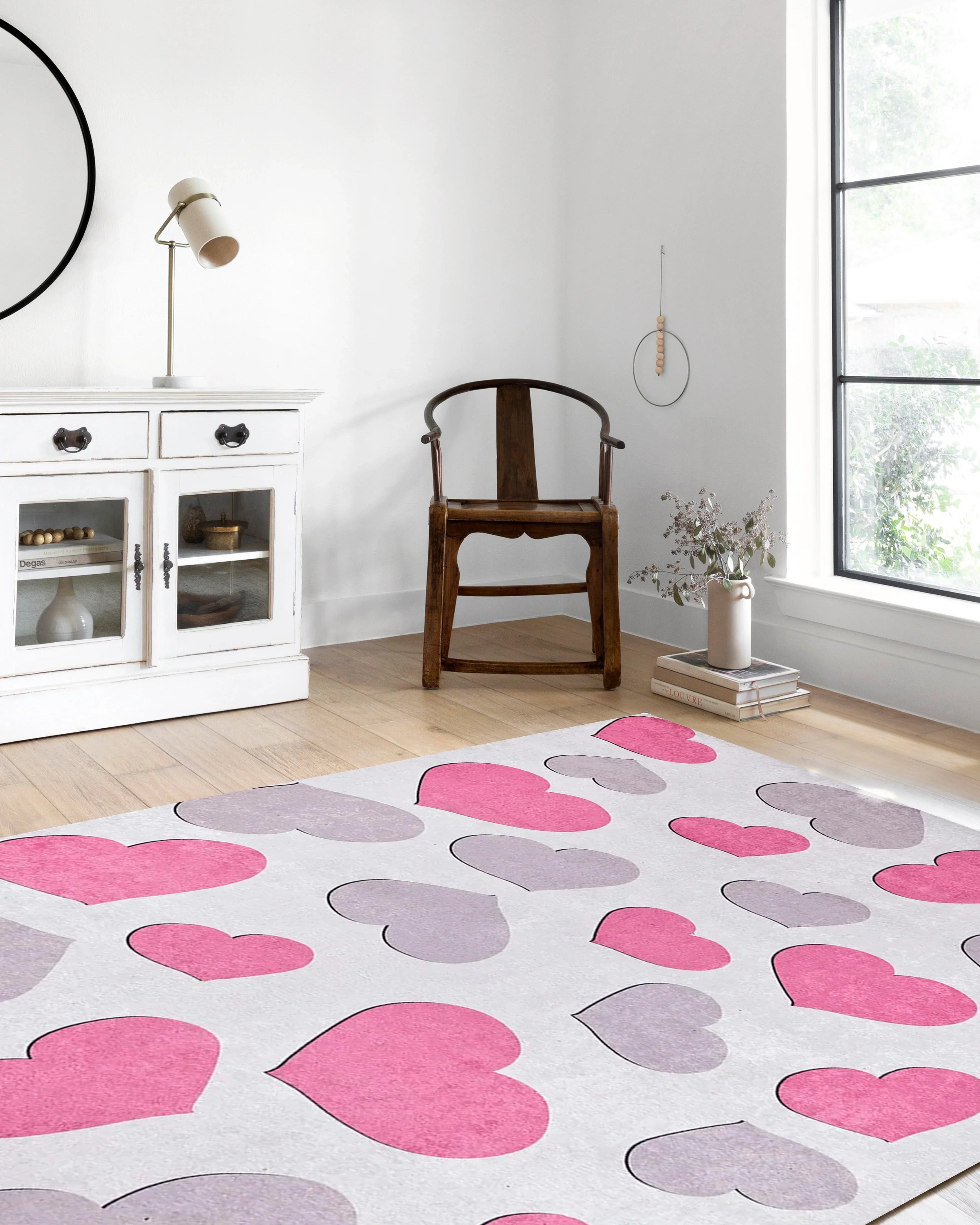 Kalp Desenli Pembe Çocuk Halısı-Pera Halı