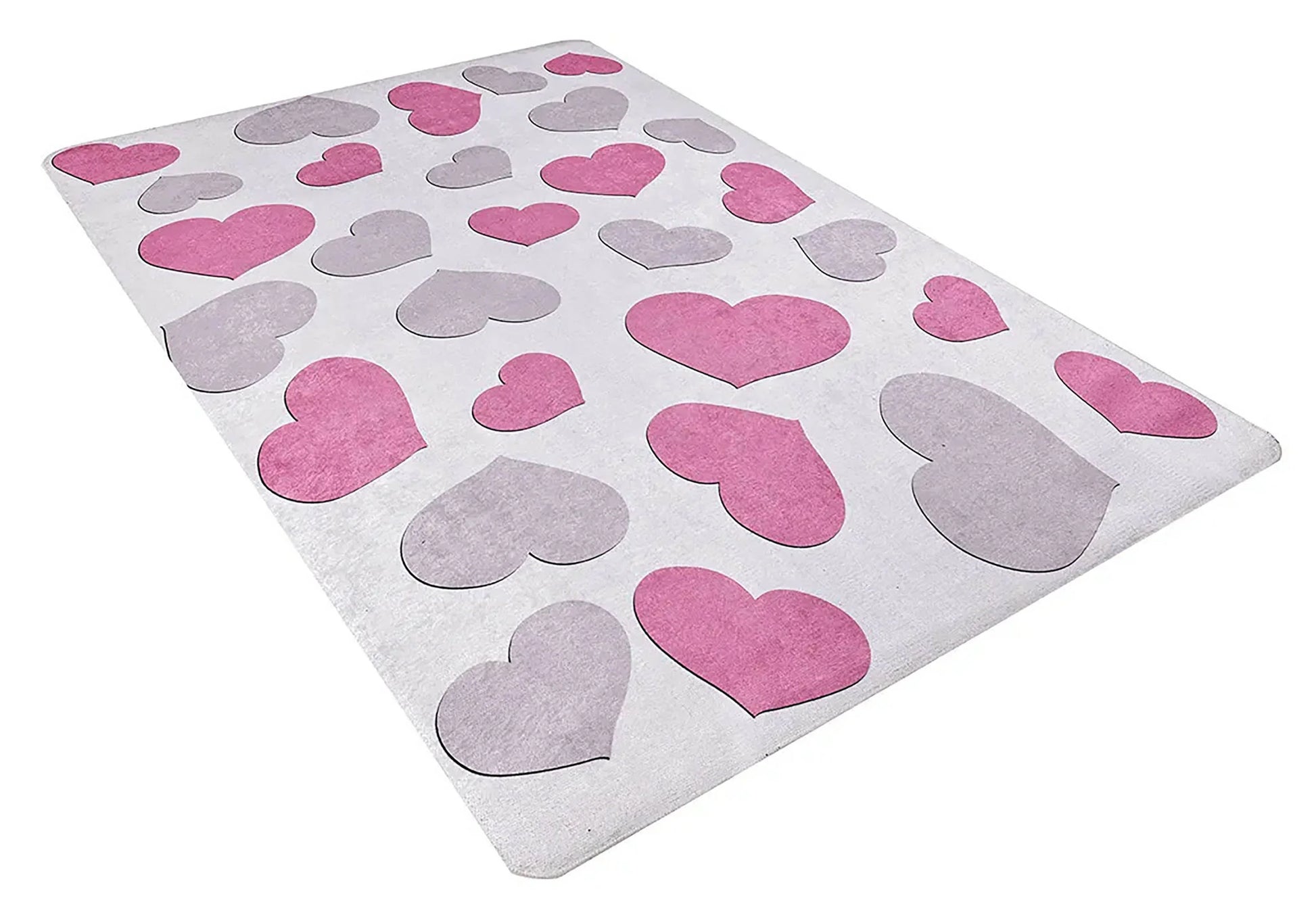 Kalp Desenli Pembe Çocuk Halısı-Pera Halı
