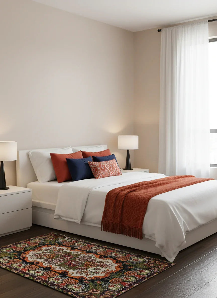 Karabağ Azerbaycan Çiçek Desenli Halı-Pera Halı