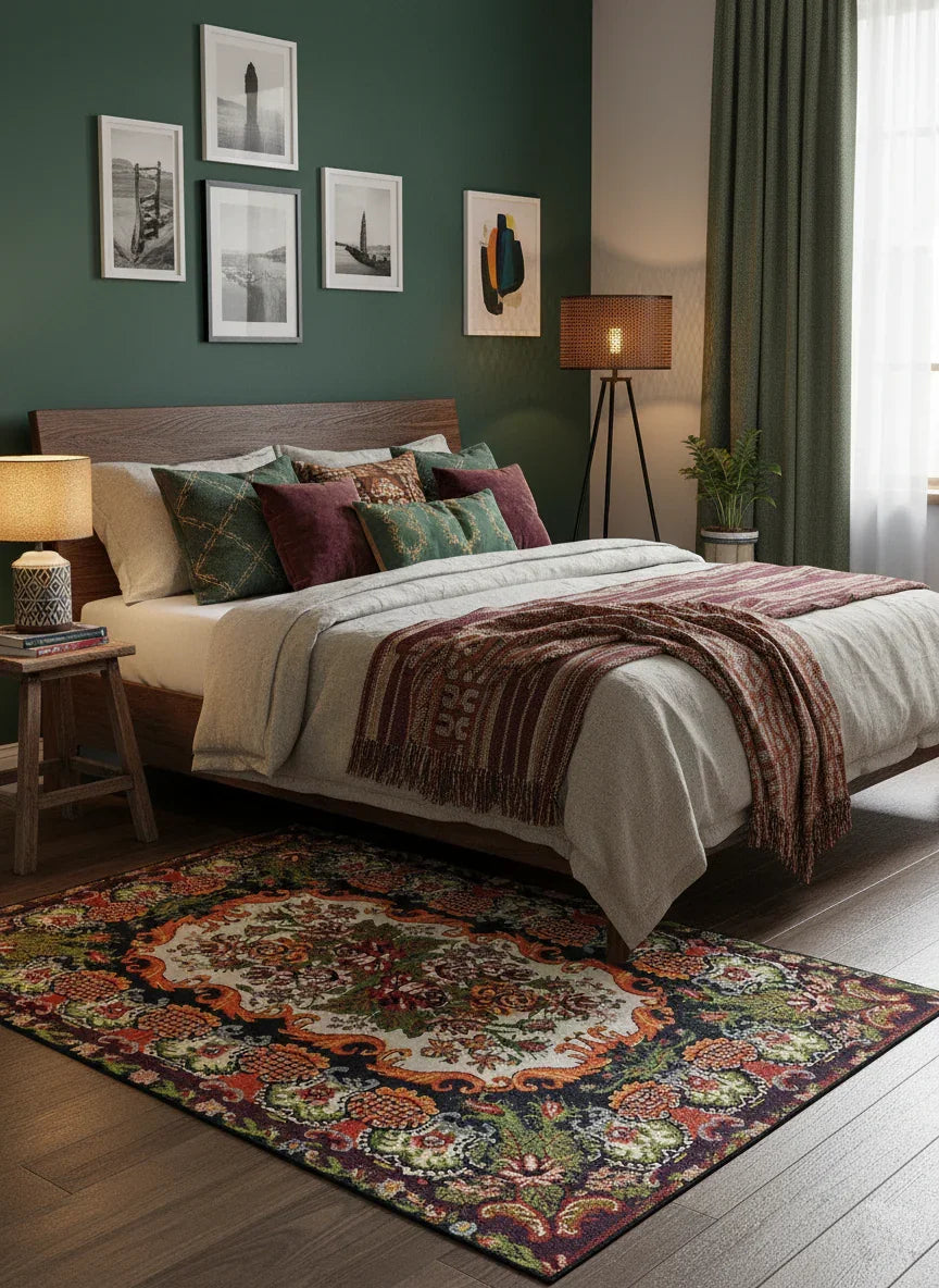 Karabağ Azerbaycan Çiçek Desenli Halı-Pera Halı