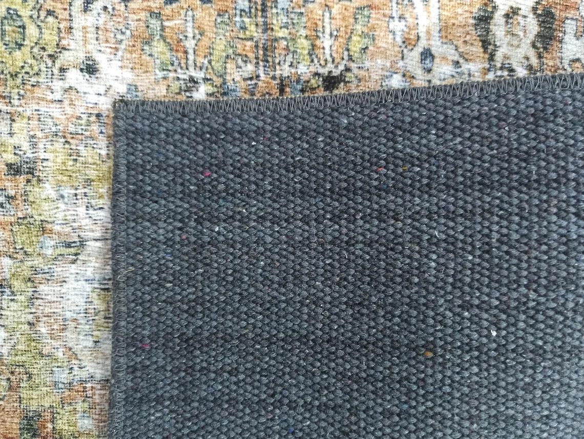 Grauer Vintage-Teppich mit geometrischem Muster