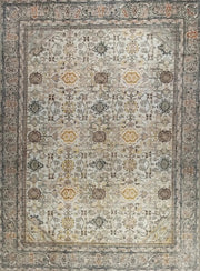 Bej ve Toprak Tonlu Çiçek Desenli Vintage Halı