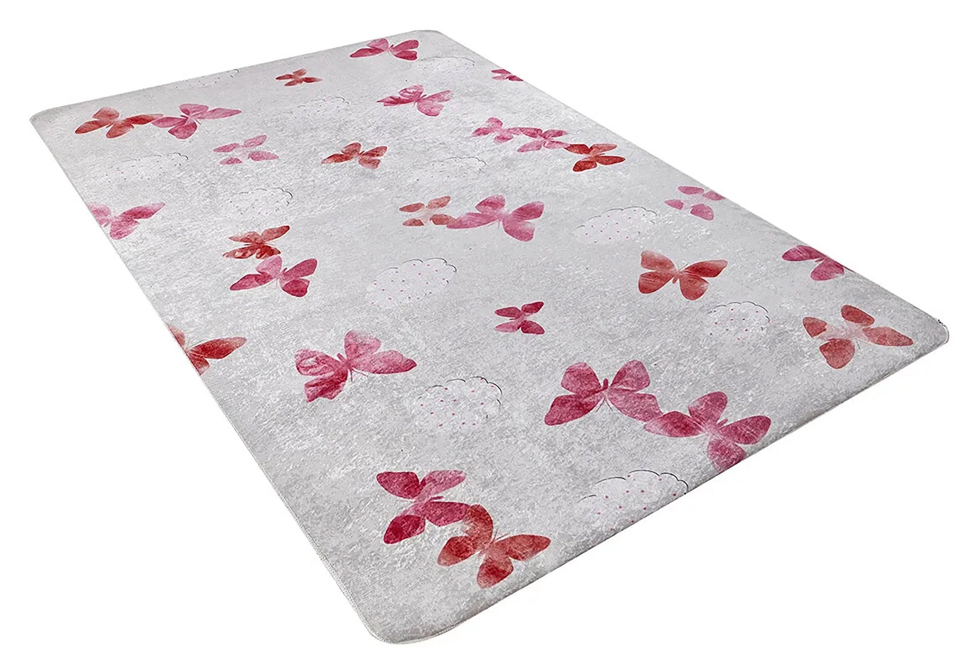 Kelebekli Pembe Gri Çocuk Odası Halısı-Pera Halı