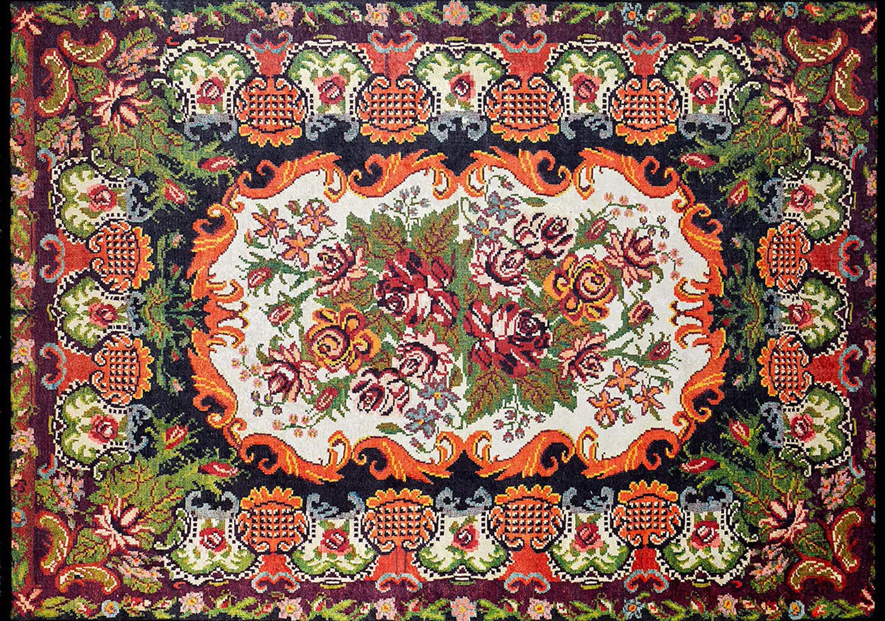 Karabağ Azerbaycan Çiçek Desenli Halı - Pera Halı