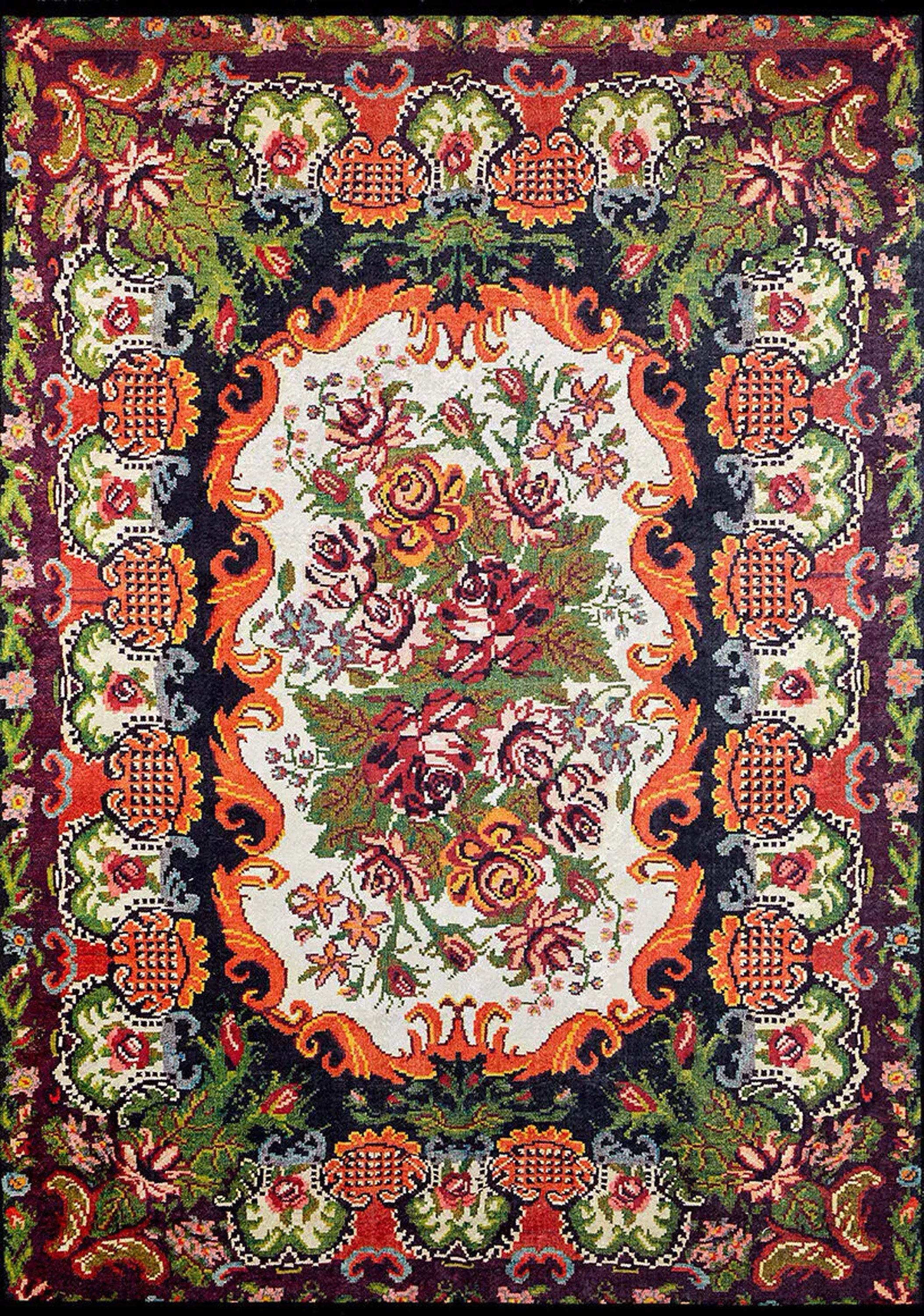 Karabağ Azerbaycan Çiçek Desenli Halı - Pera Halı