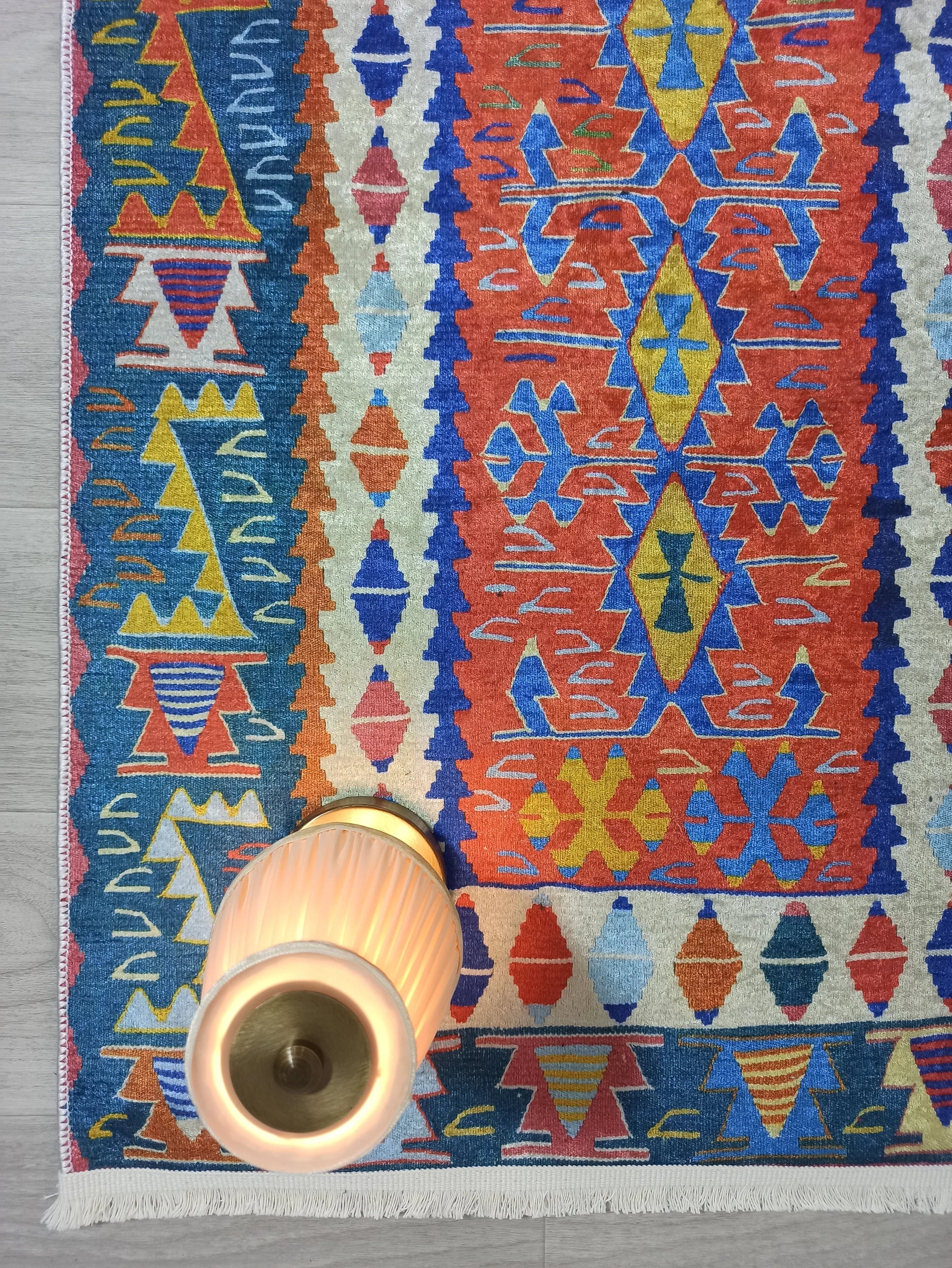 Kilim Tarzı Çok Renkli Modern Çizgili Halı-Pera Halı