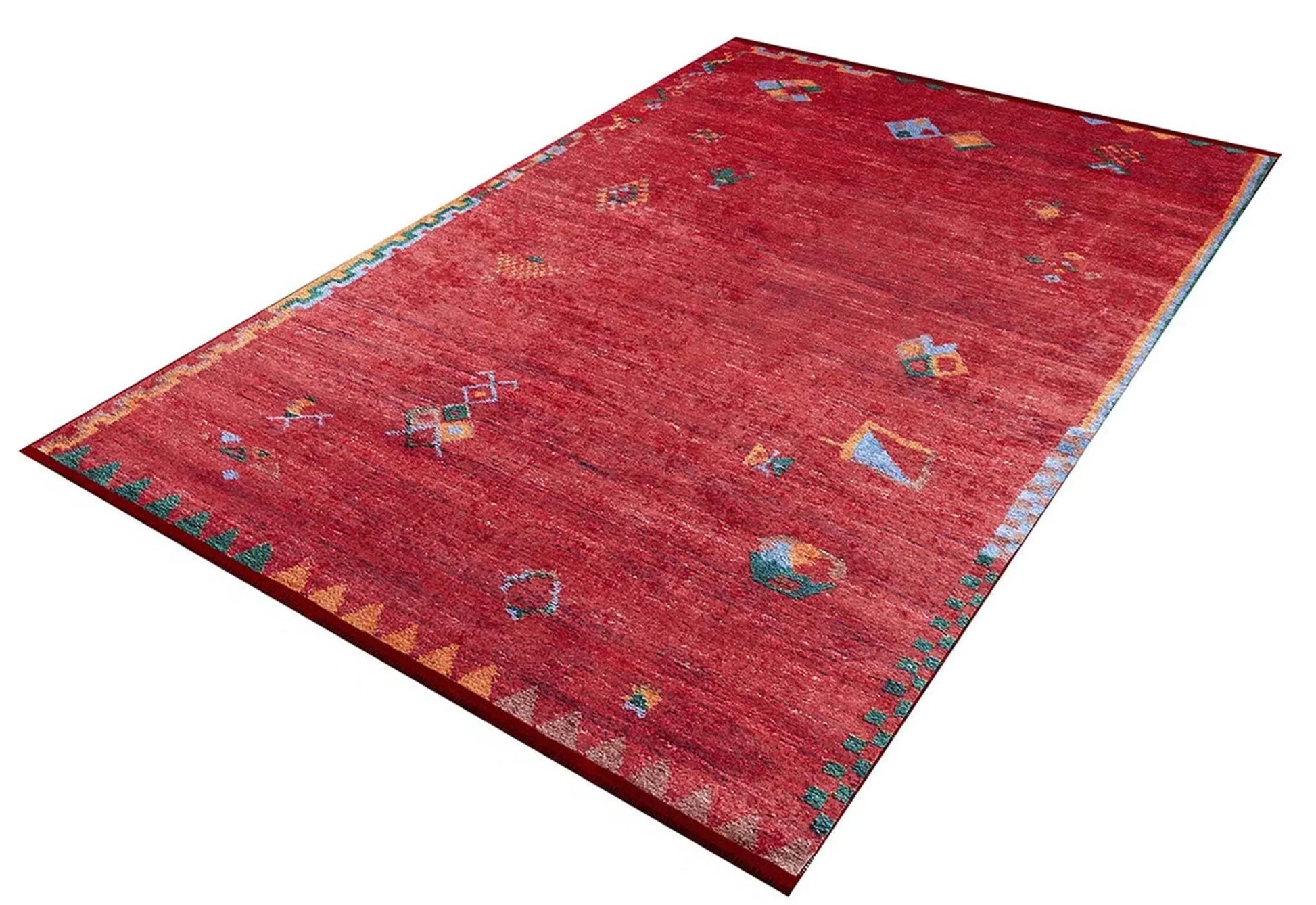 Kiremit Kırmızı Geometrik Desenli Uşak Kilim Halı-Pera Halı