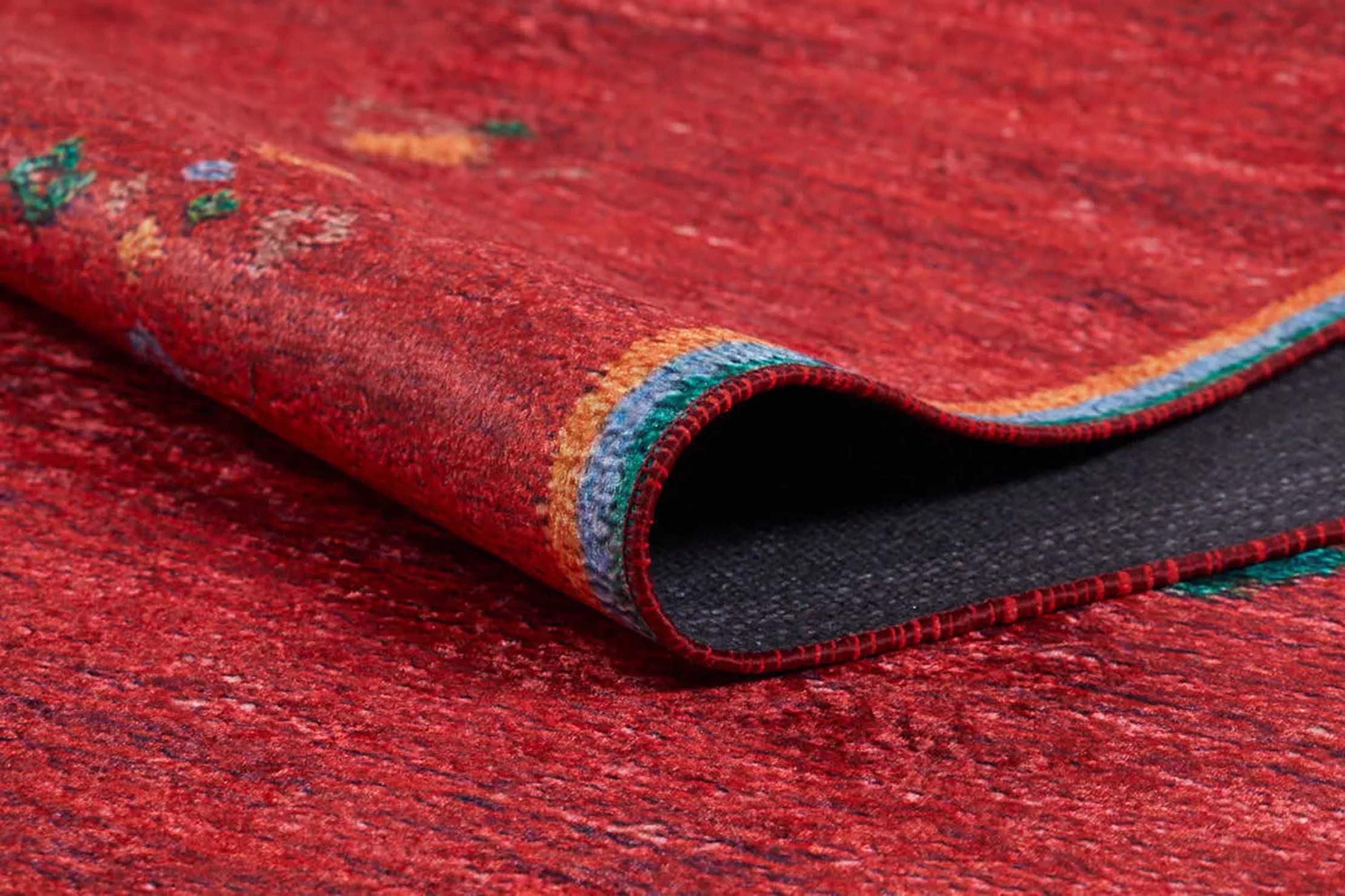 Kiremit Kırmızı Geometrik Desenli Uşak Kilim Halı-Pera Halı