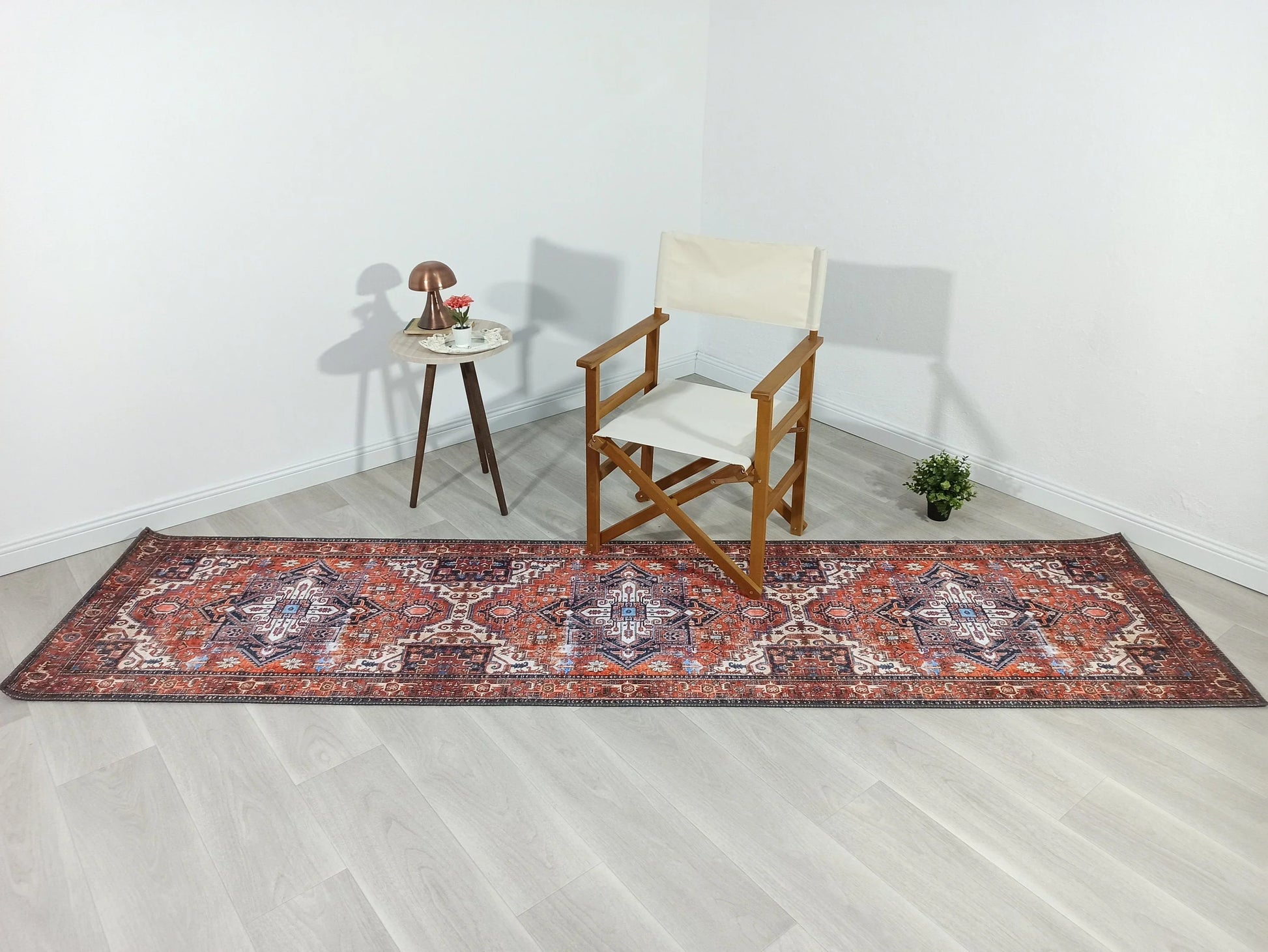 Kiremit ve Turuncu Tonlu İran Tarzı Vintage Halı-Pera Halı