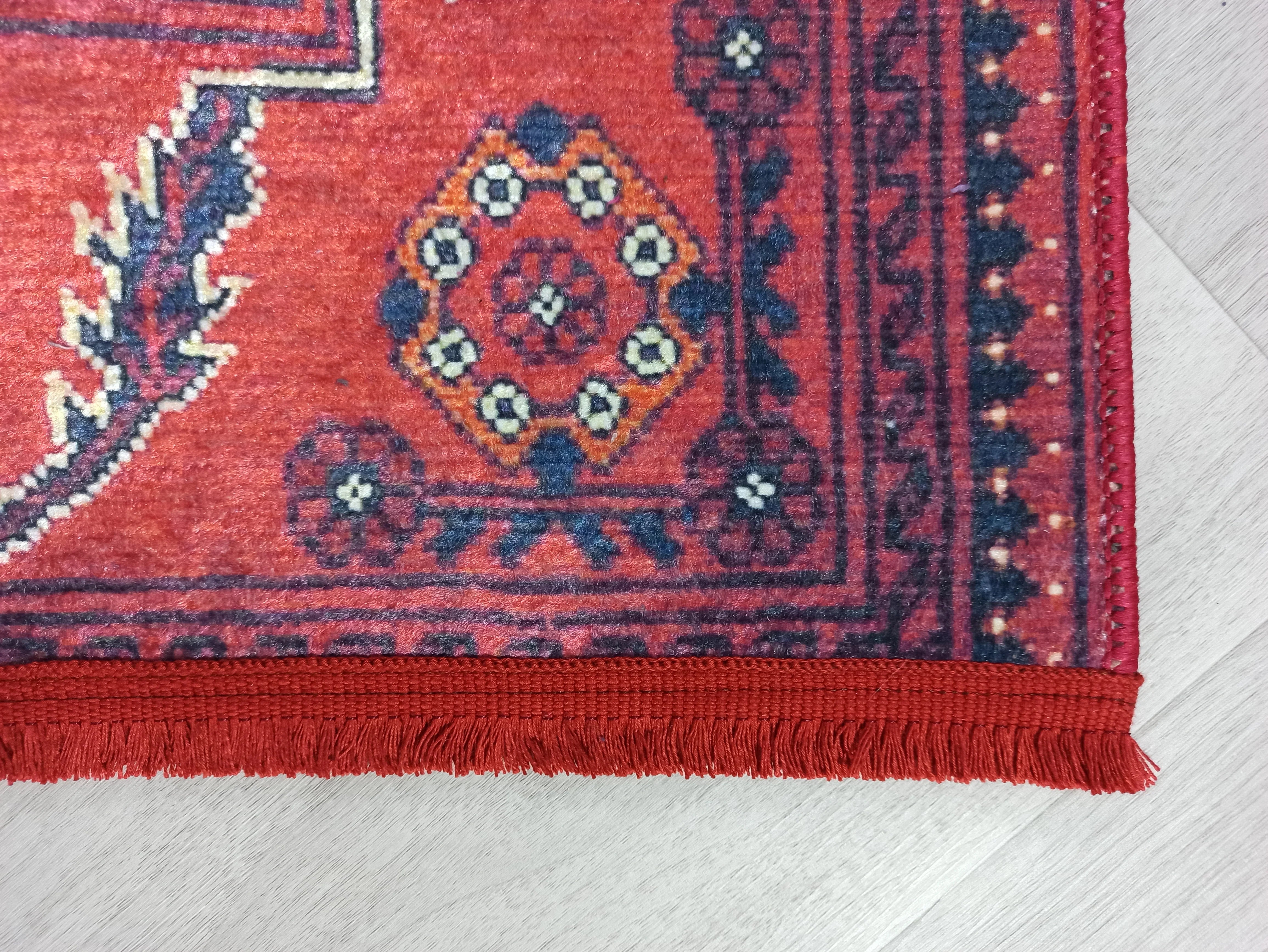 Kırmızı Bej Geometrik Desenli Anadolu Kilim Halı-Pera Halı