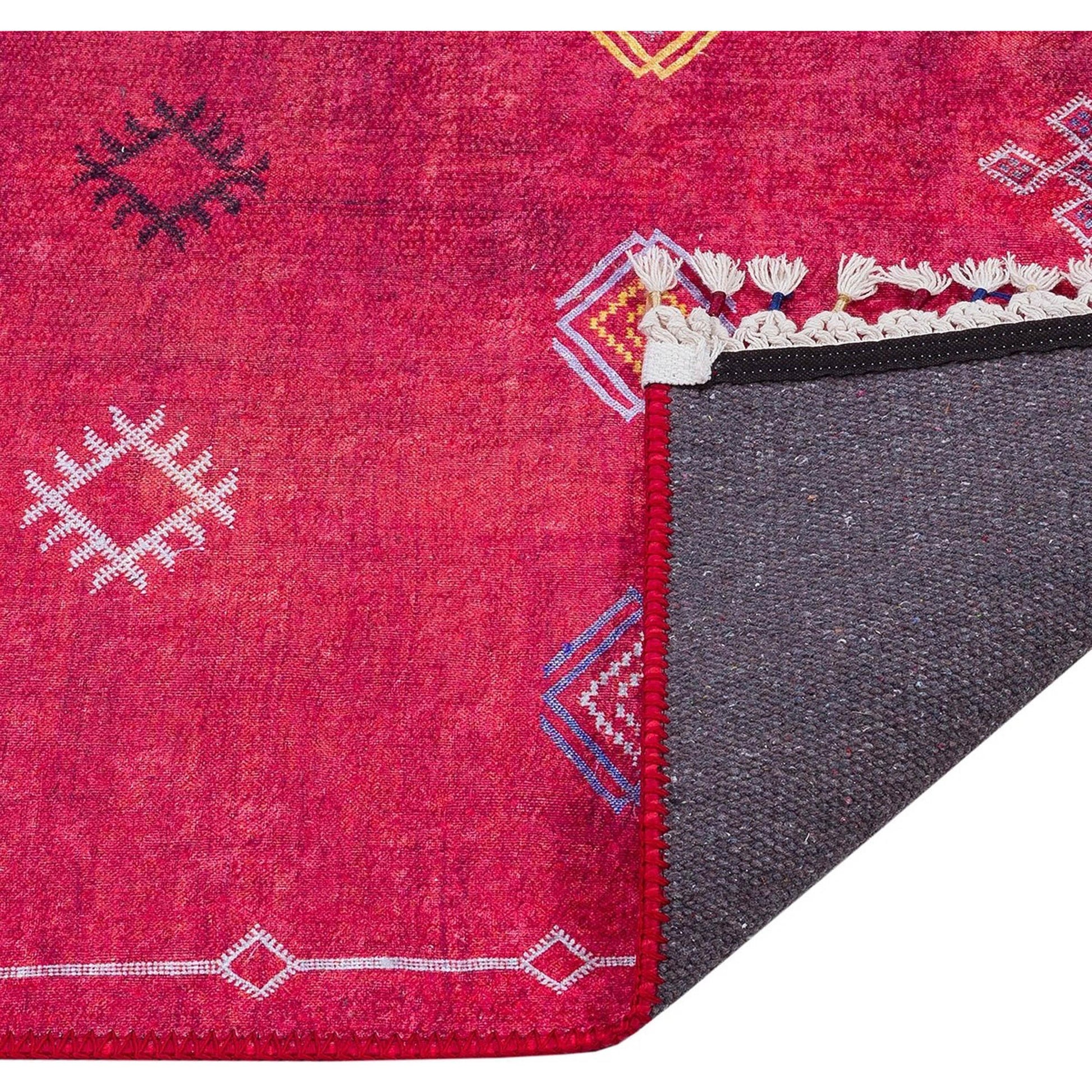 Kırmızı Etnik Desenli Vintage Kilim Halı-Pera Halı