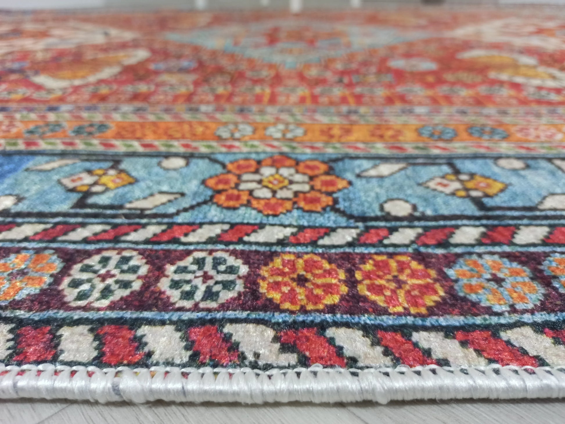 Kırmızı Mavi Vintage Otantik Halı-Pera Halı