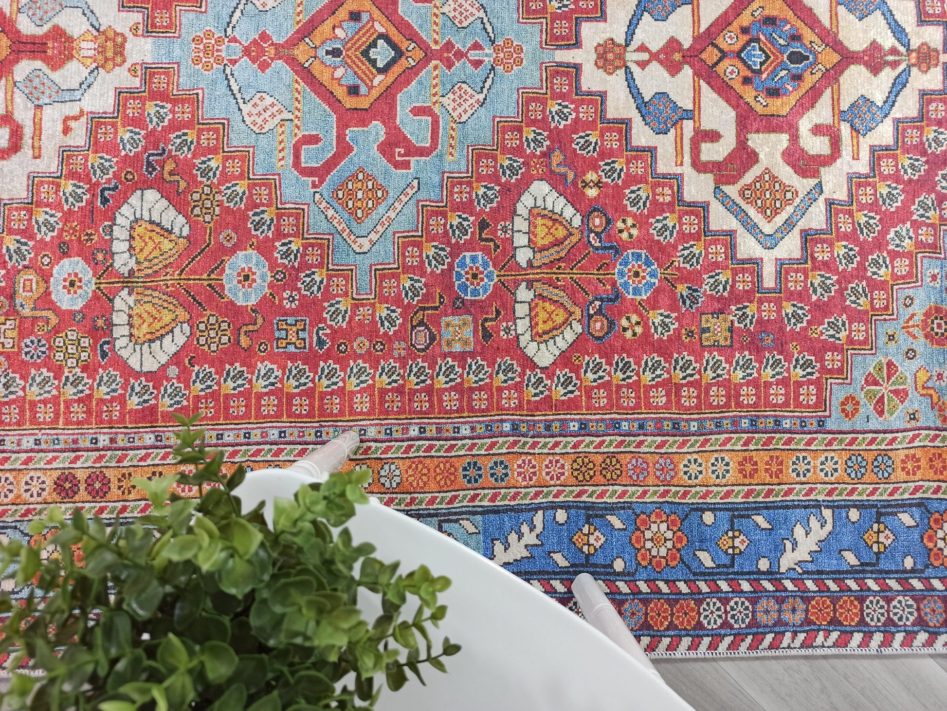 Kırmızı Mavi Vintage Otantik Halı-Pera Halı