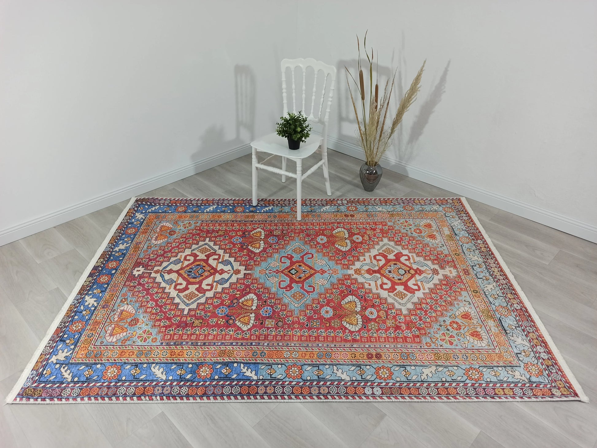 Kırmızı Mavi Vintage Otantik Halı-Pera Halı