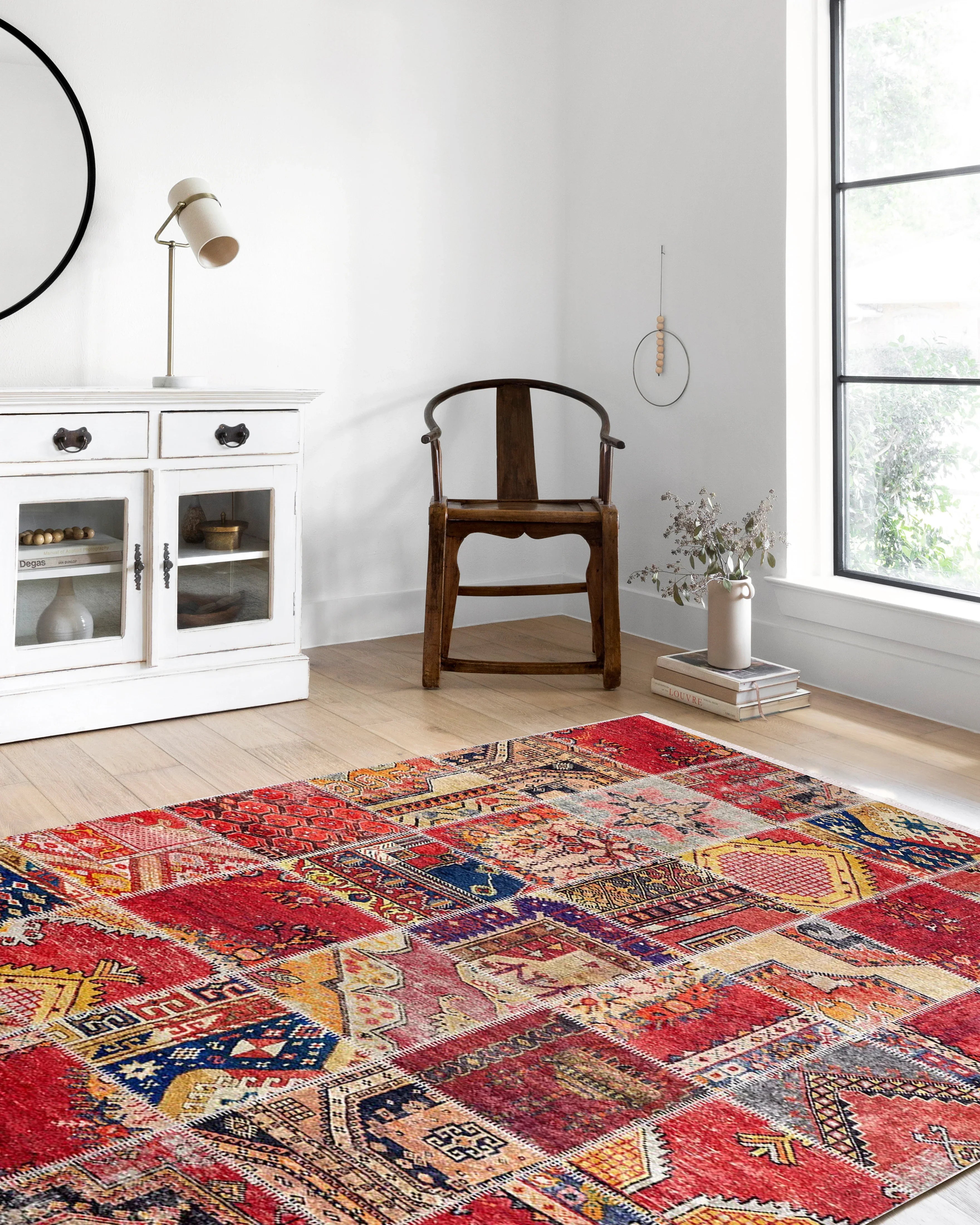 Kırmızı Patchwork Desenli Halı-Pera Halı