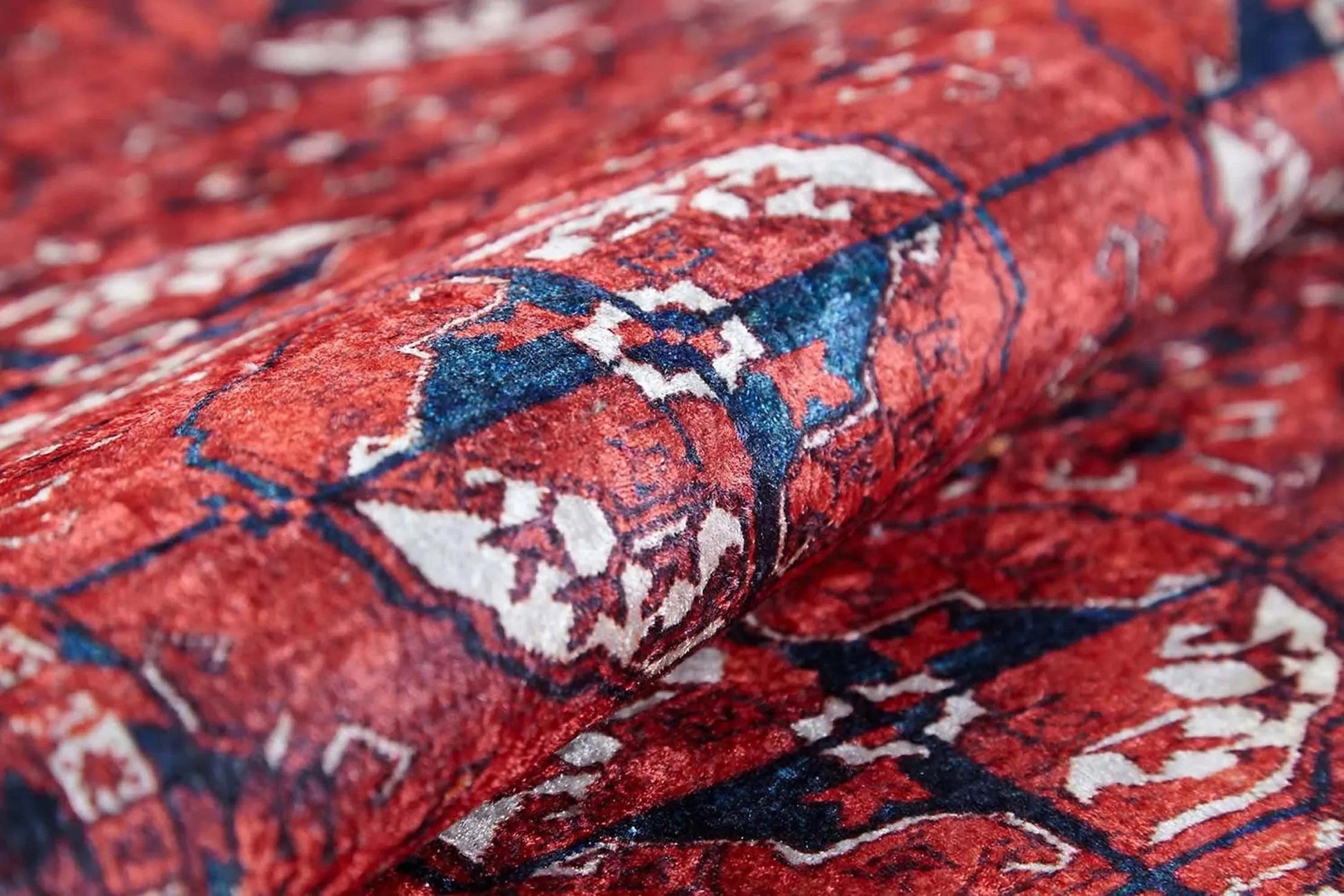 Kırmızı Vintage Eskitme Desenli Halı-Pera Halı